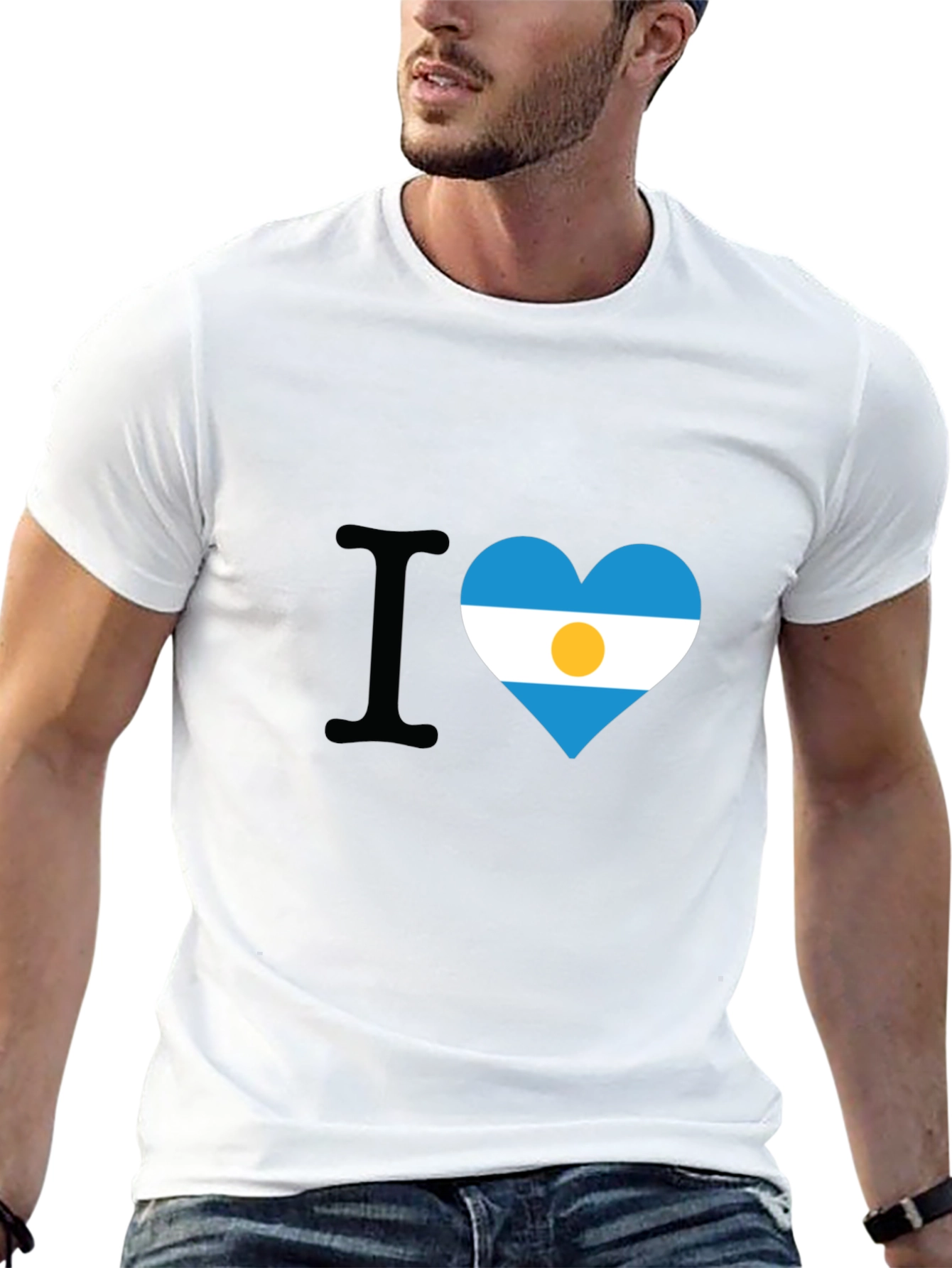Black Argentina Flag Heart T-Shirt view 13