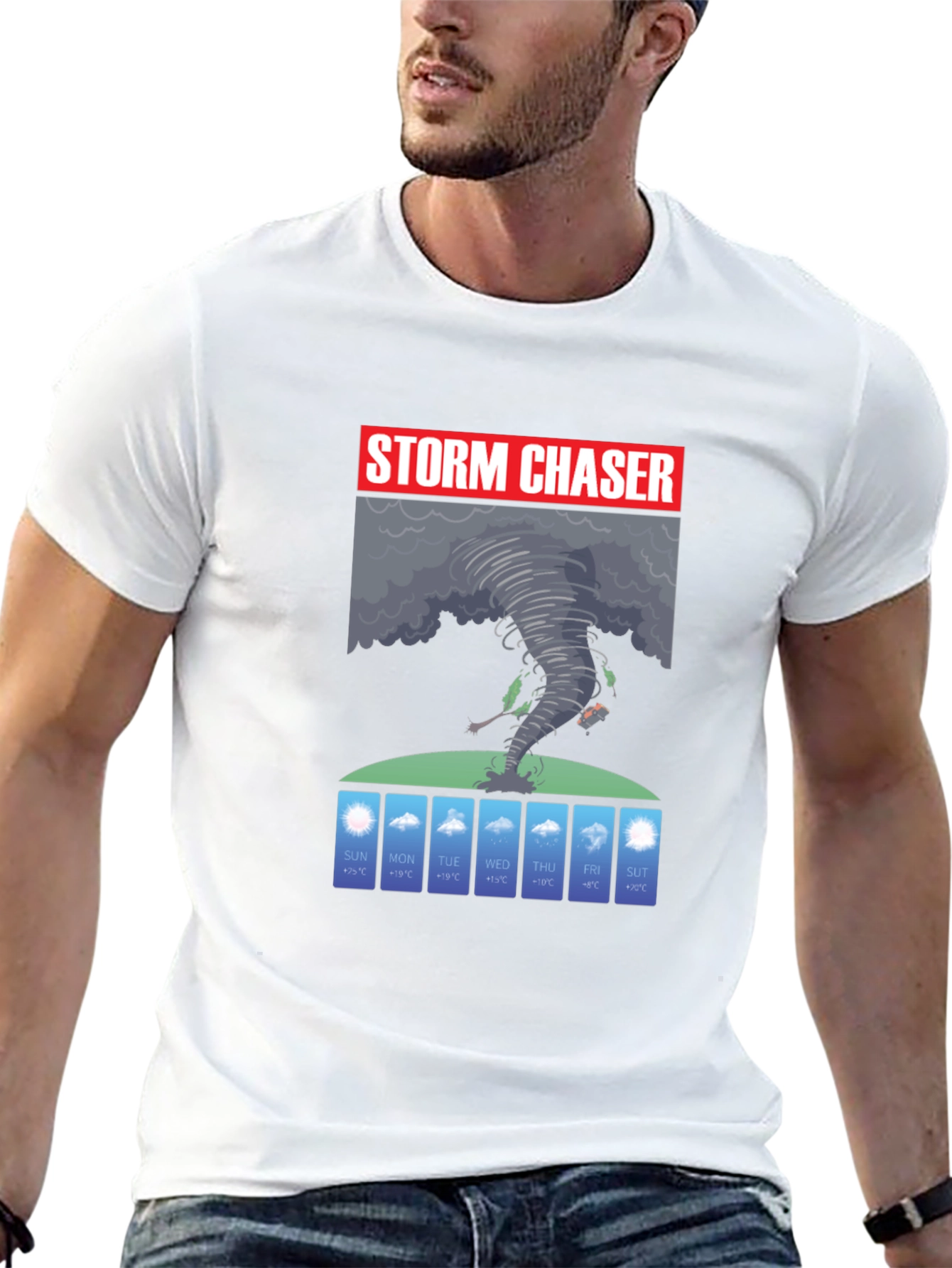 Black Storm Chaser Graphic T-Shirt - Weather Forecast Design view 13