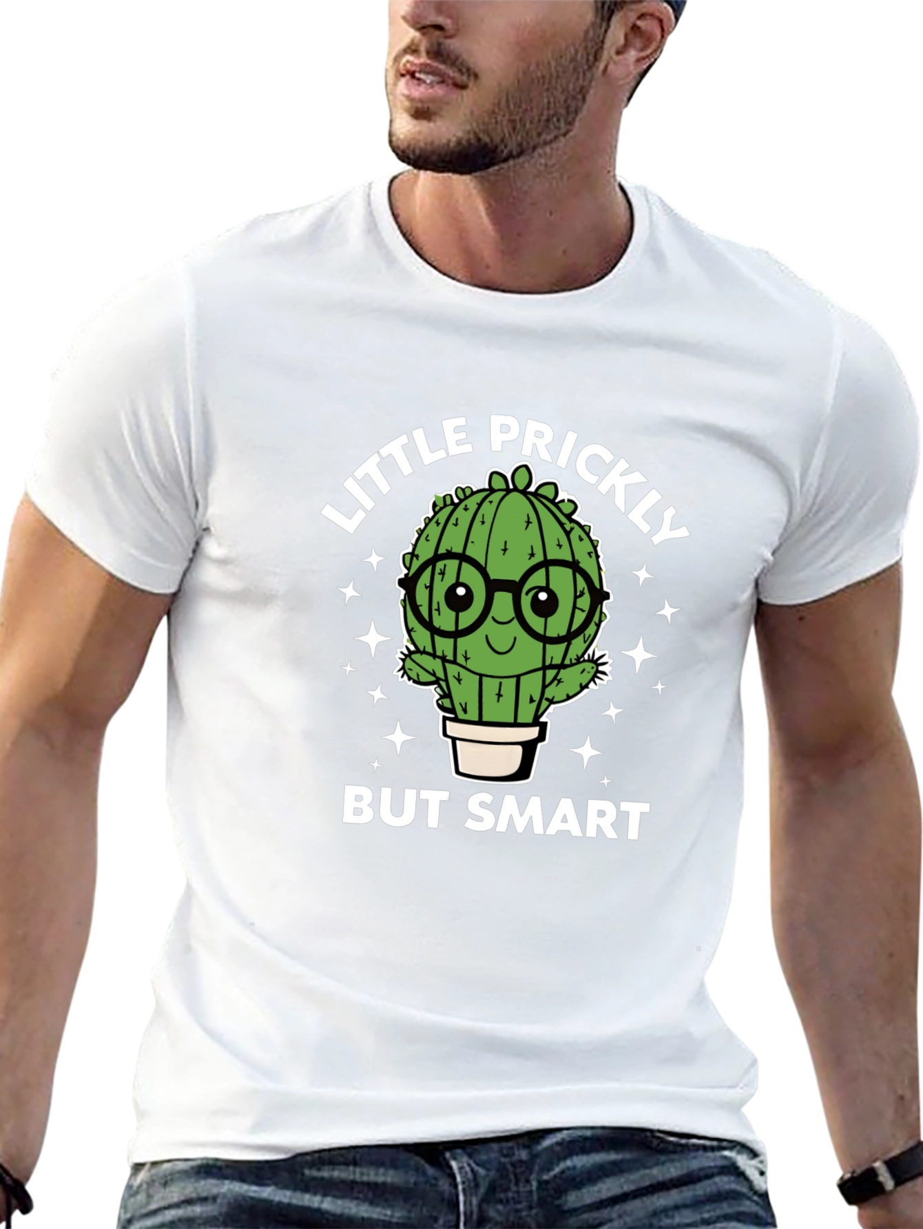 Black Little Prickly But Smart Cactus Graphic Tee view 13
