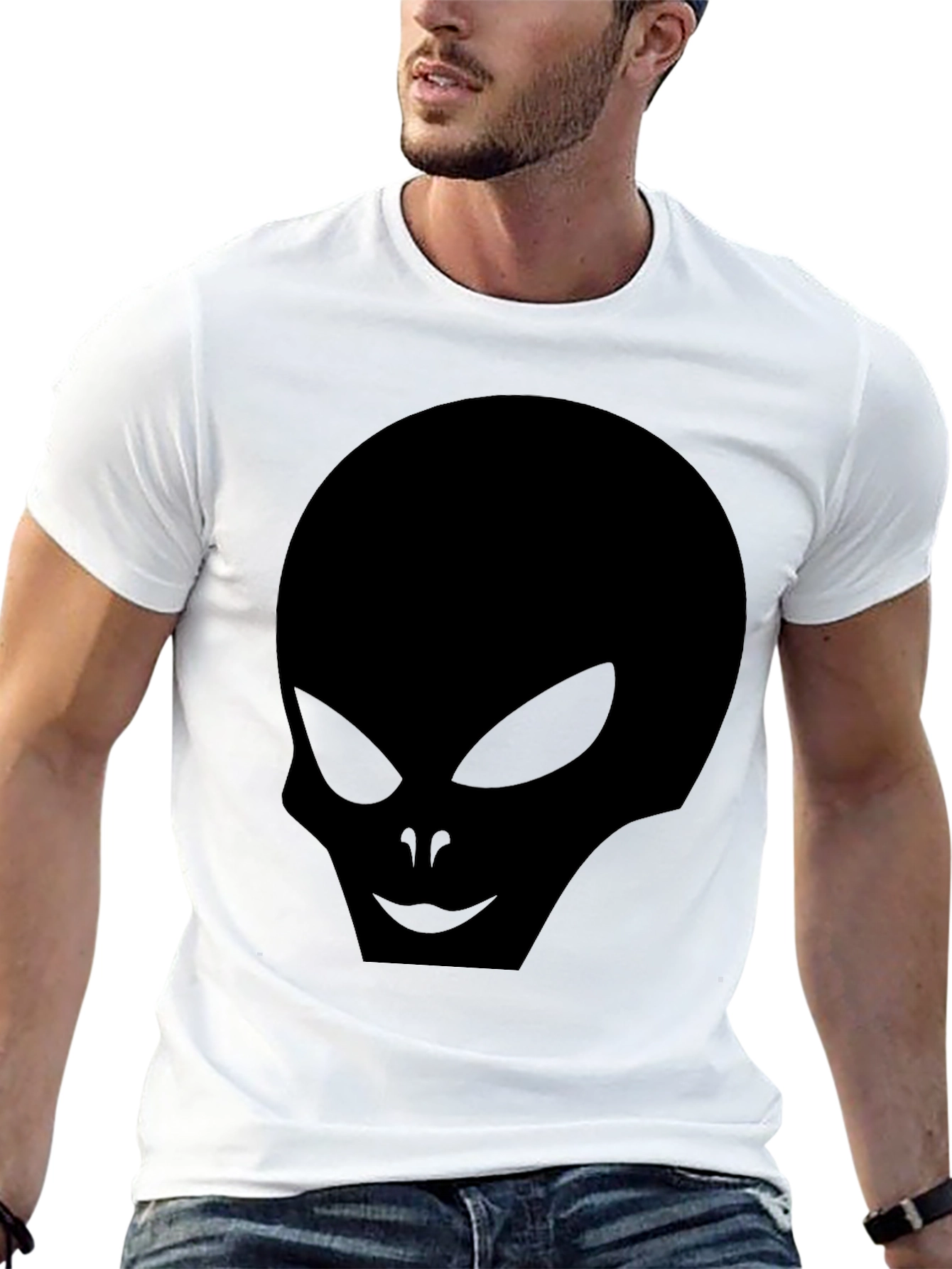 Black Alien Head Graphic Black T-Shirt view 13