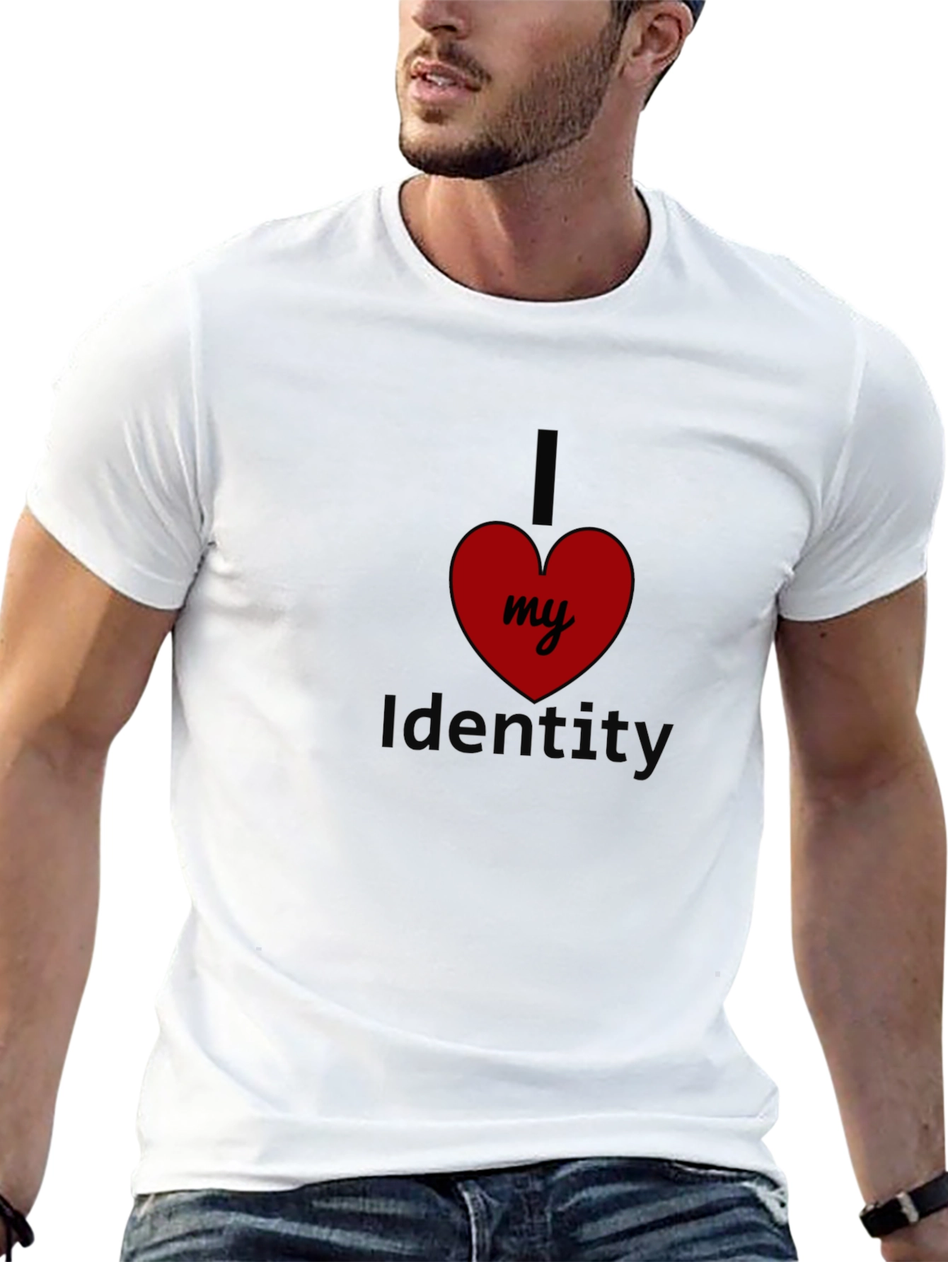 Black I Love My Identity Black T-Shirt view 13