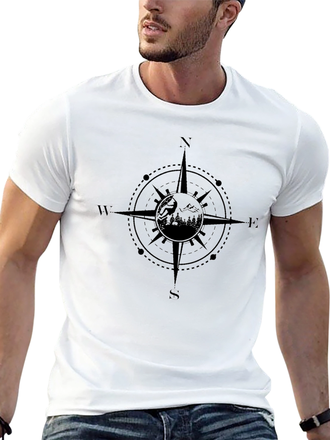 Compass Graphic Black T-Shirt - Wanderlust Adventure Tee - 13