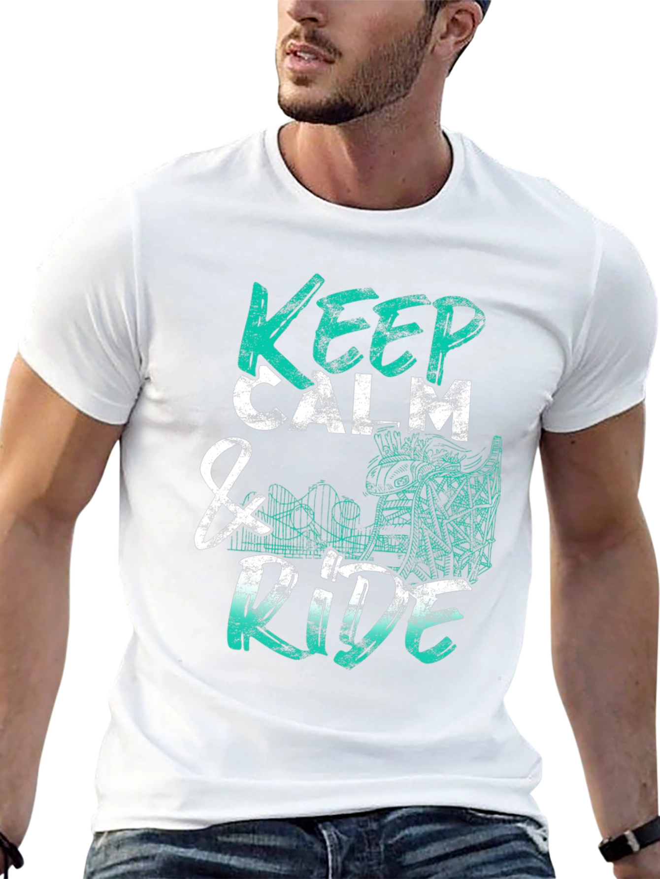 Black Keep Calm & Ride T-Shirt - Graphic Tee view 13