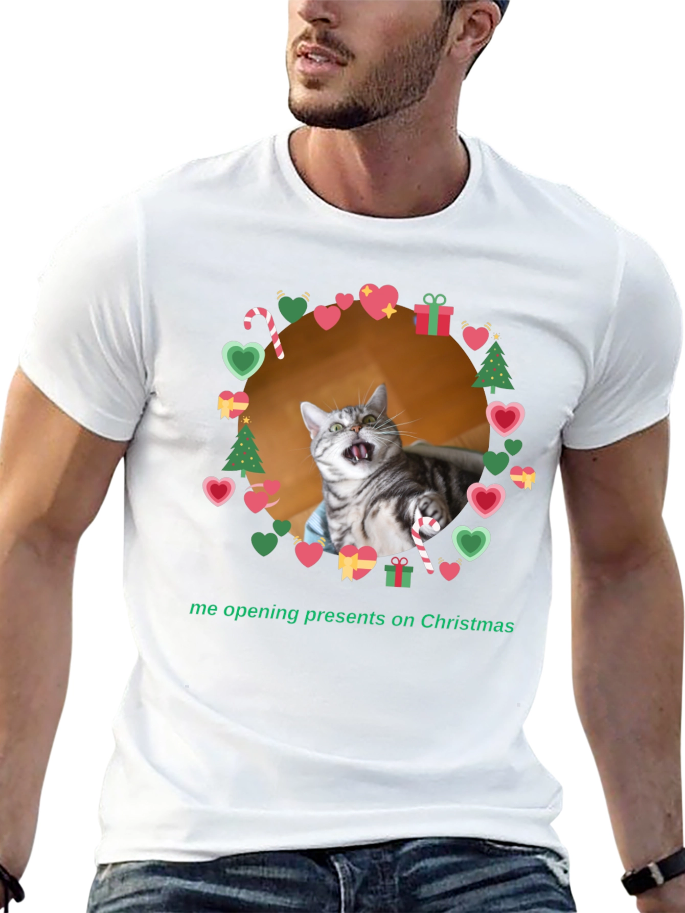 Black Funny Cat Christmas T-Shirt  view 13