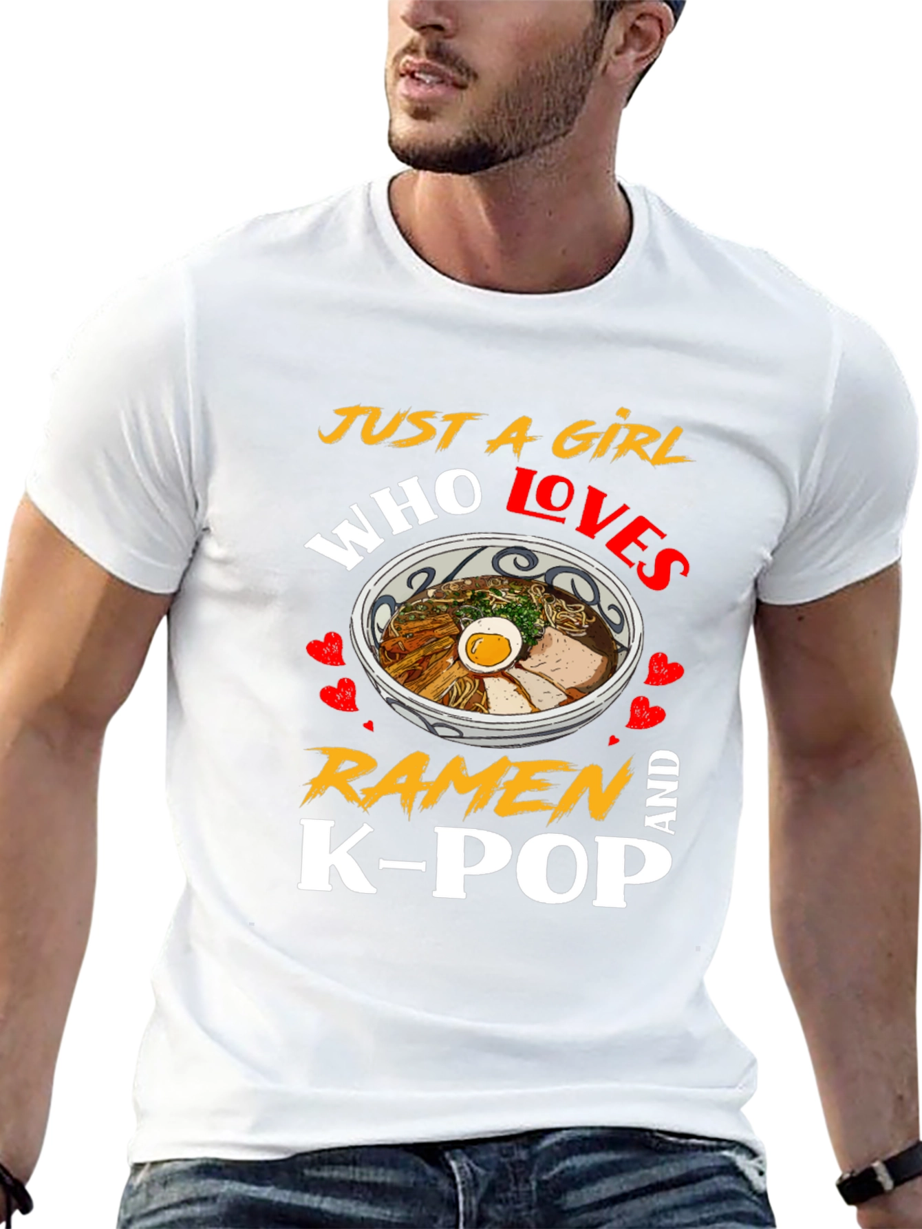 Black Just A Girl Who Loves Ramen And K-Pop Black T-Shirt view 13