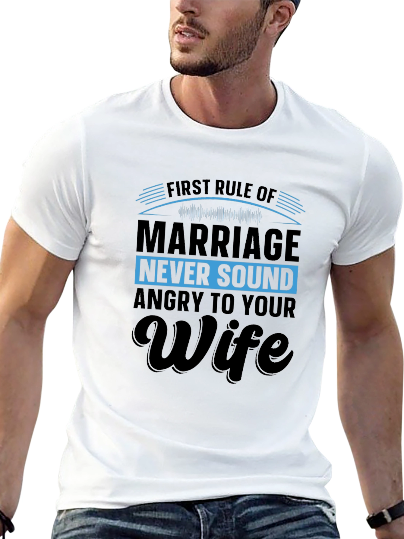 Black First Rule of Marriage Funny Graphic T-Shirt view 13