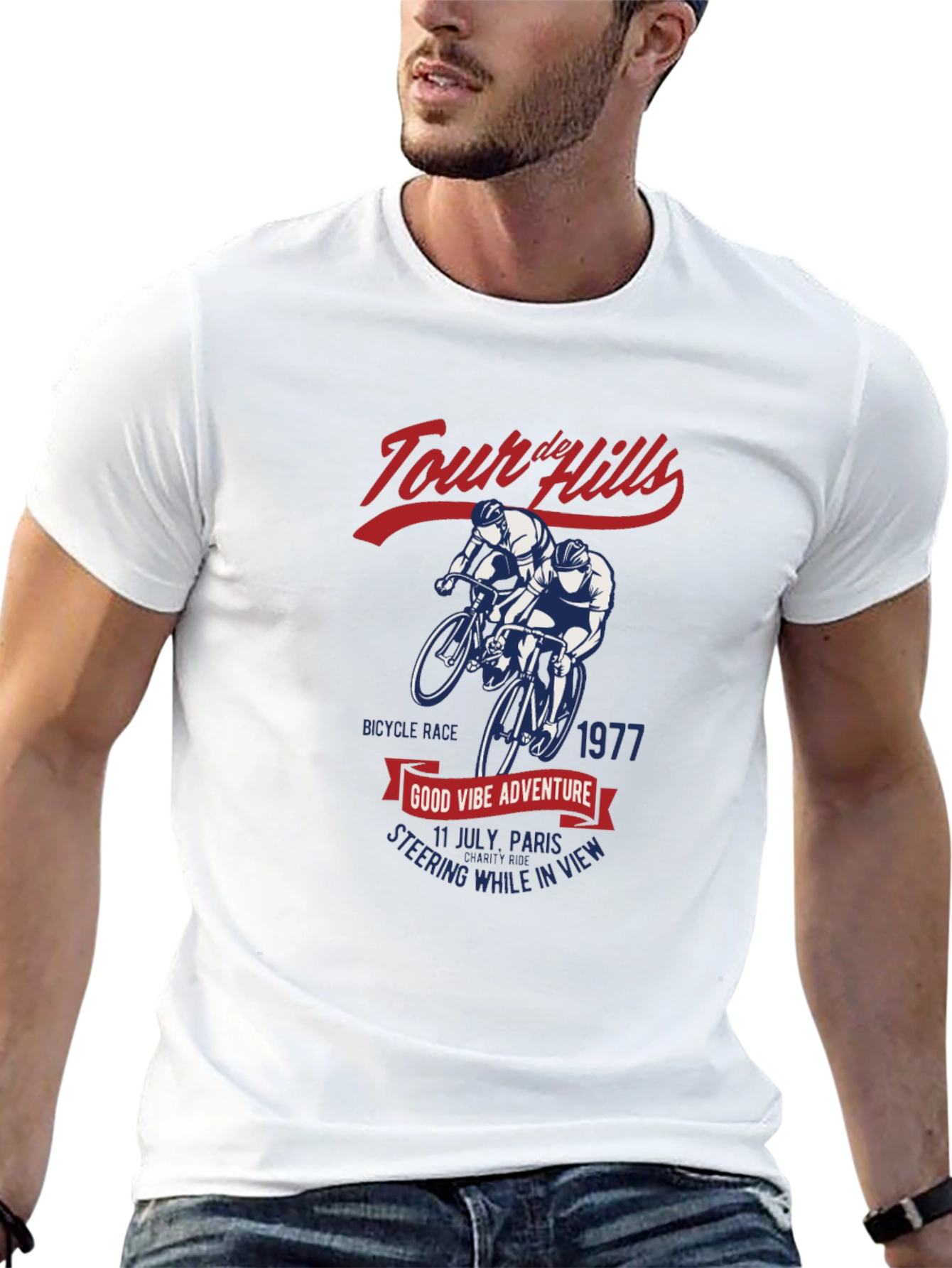 Black Tour de Hills Cycling T-Shirt - Vintage Style view 13