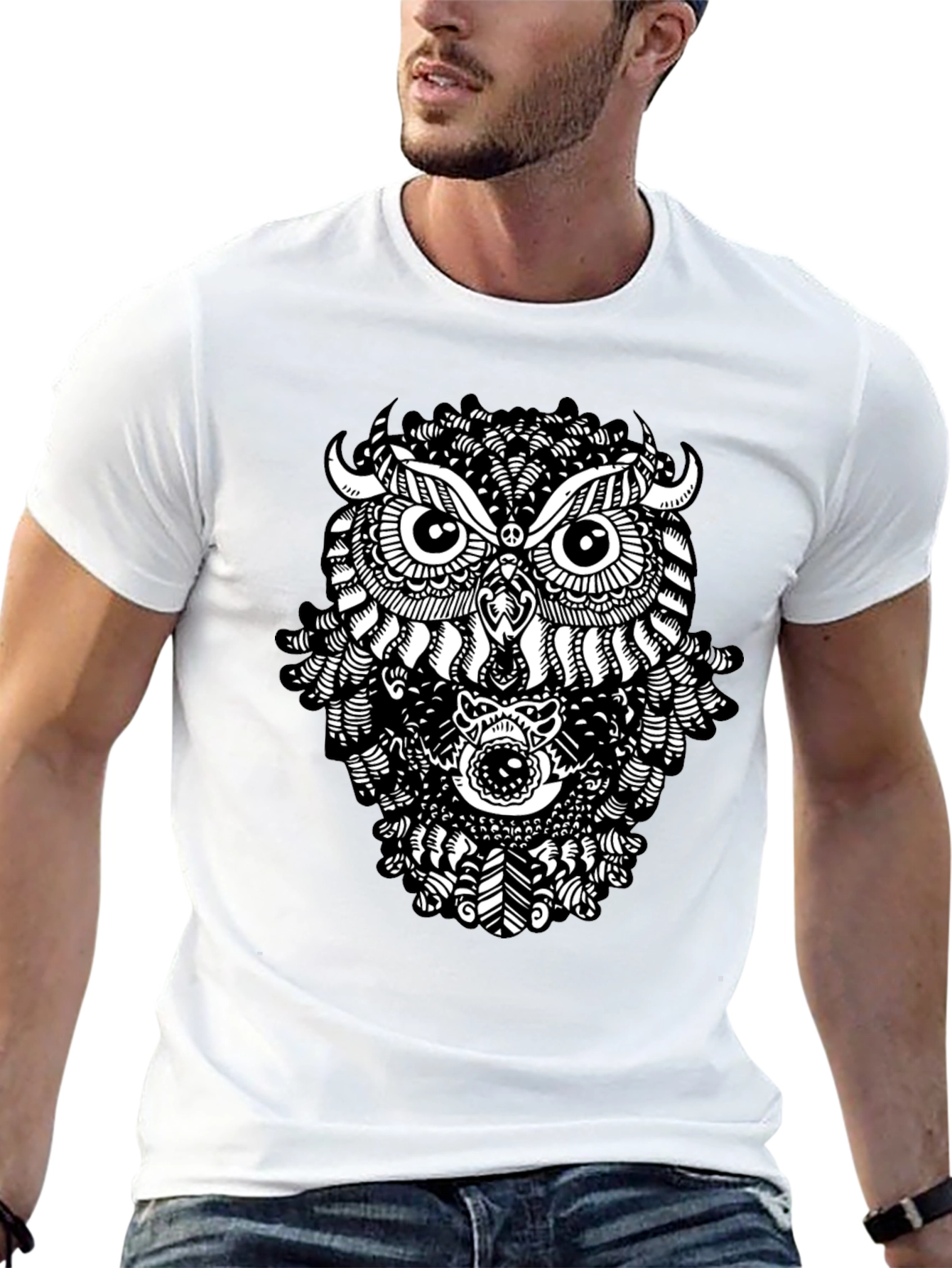 Black Black Owl Graphic T-Shirt - Unique Design view 13