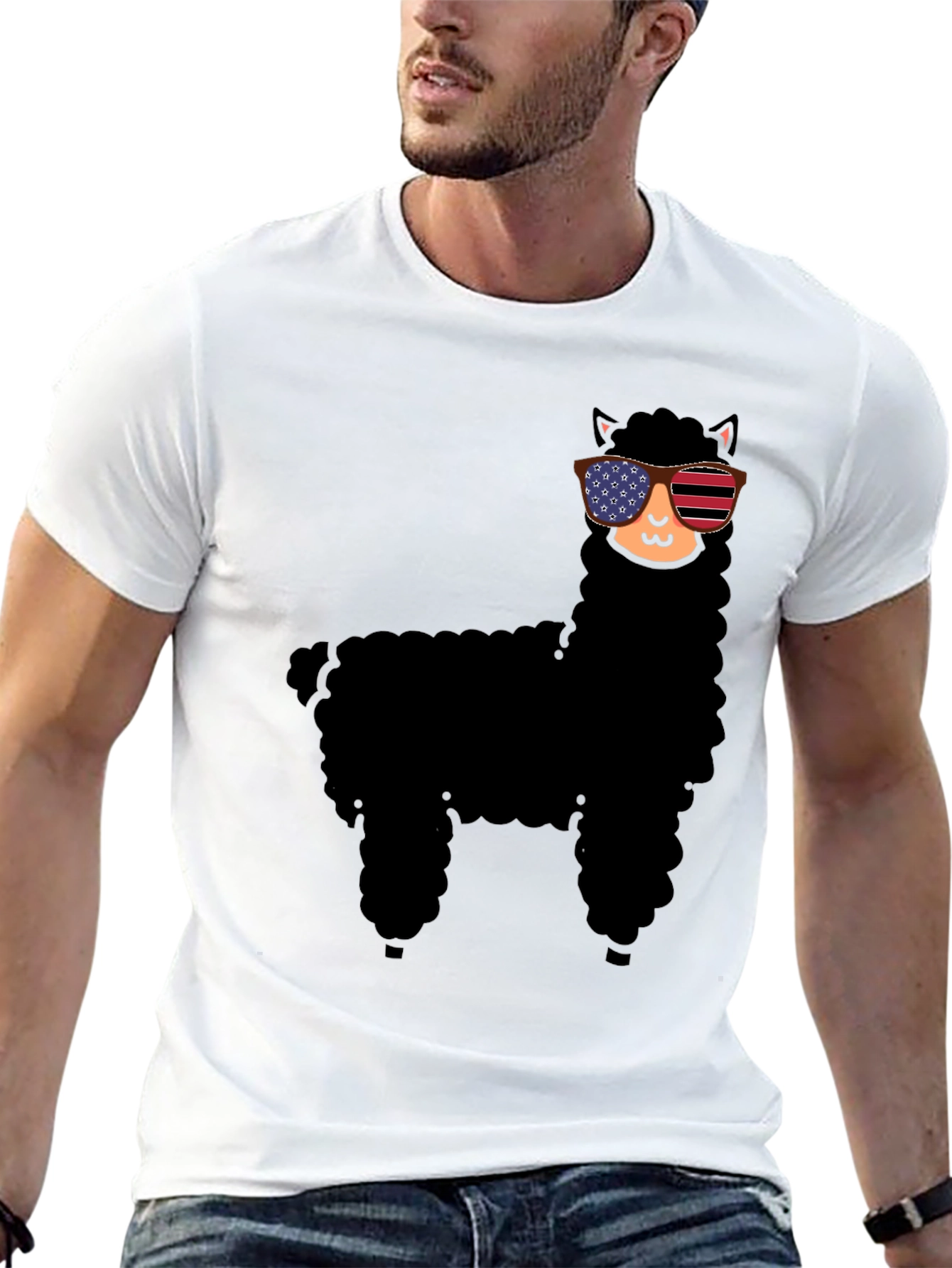 Black Cool Llama Graphic Tee view 13
