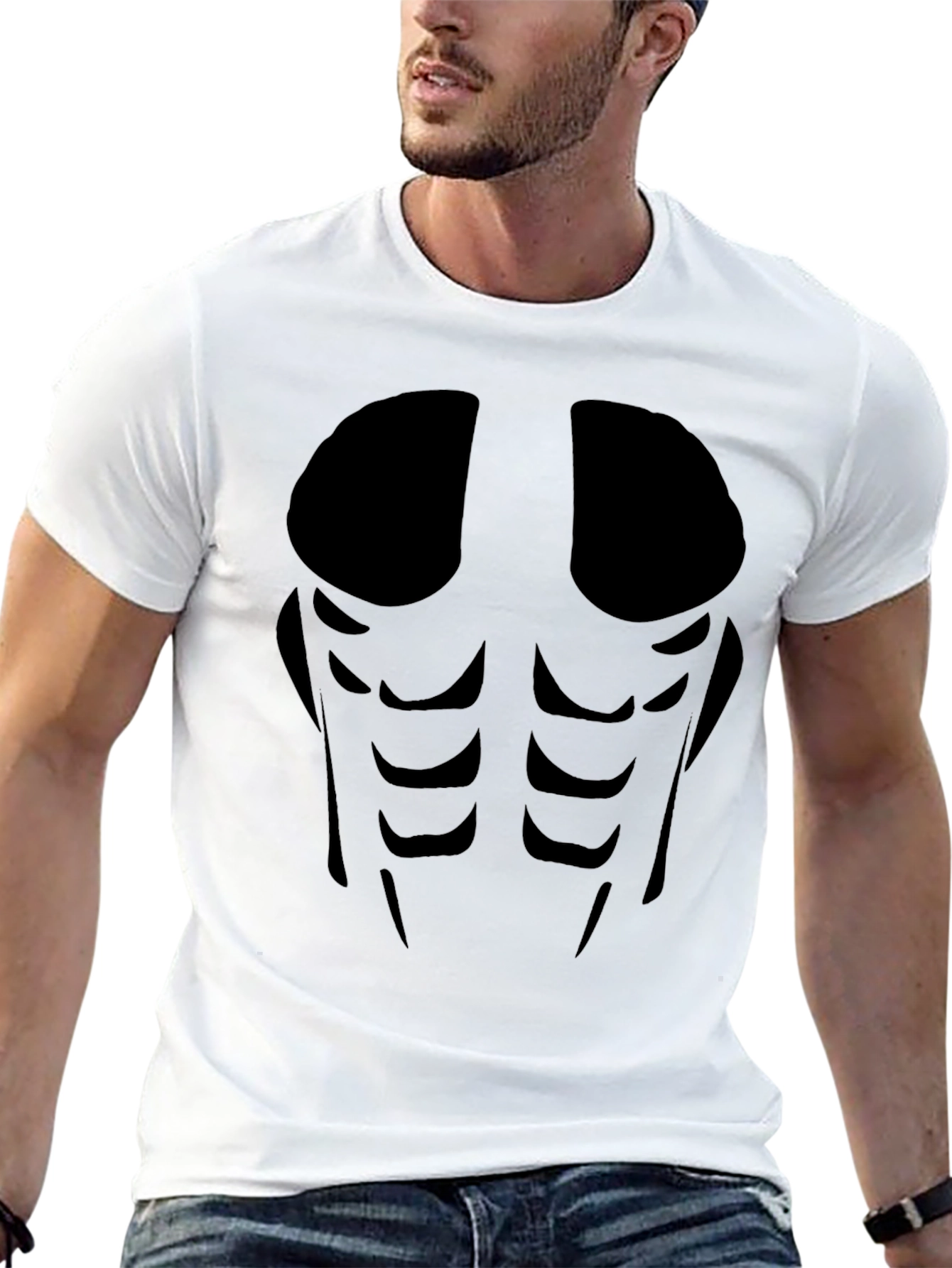 Black Men's Abs Silhouette Graphic Tee - Black view 13