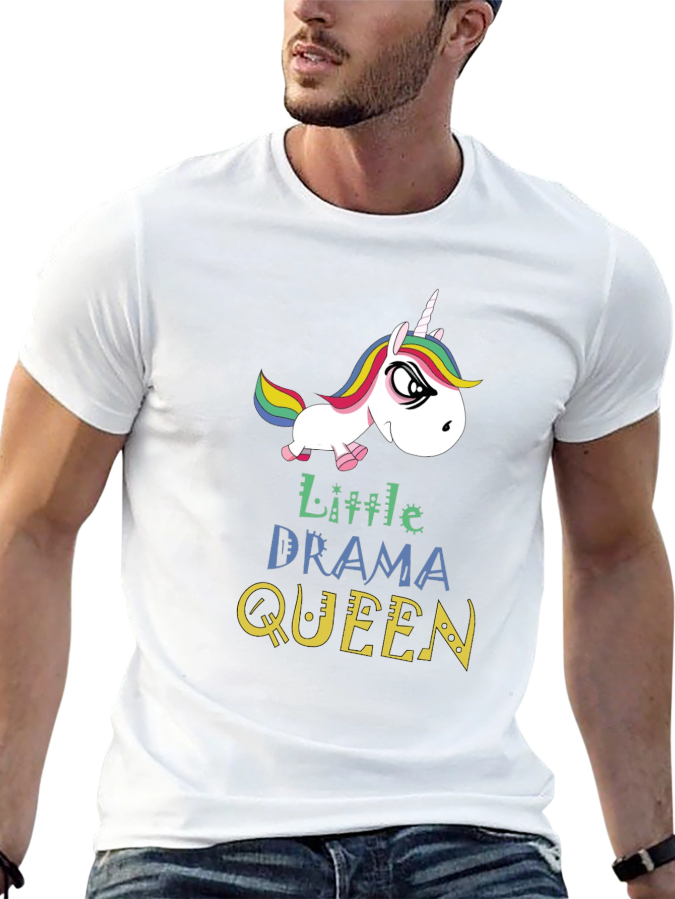 Black Little Drama Queen Unicorn Graphic T-Shirt view 13