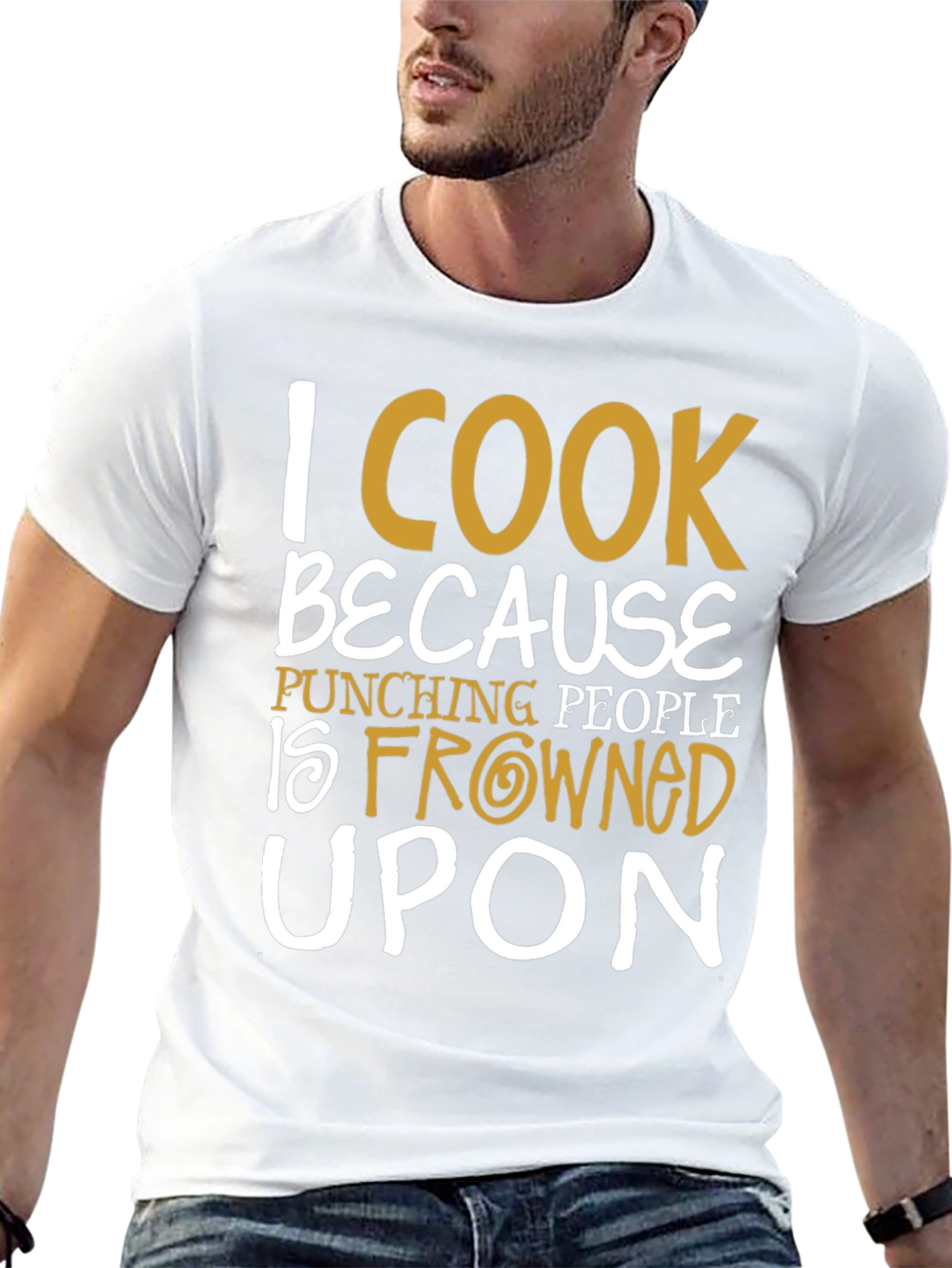 Black I Cook Because Punching People Is Frowned Upon T-Shirt view 13