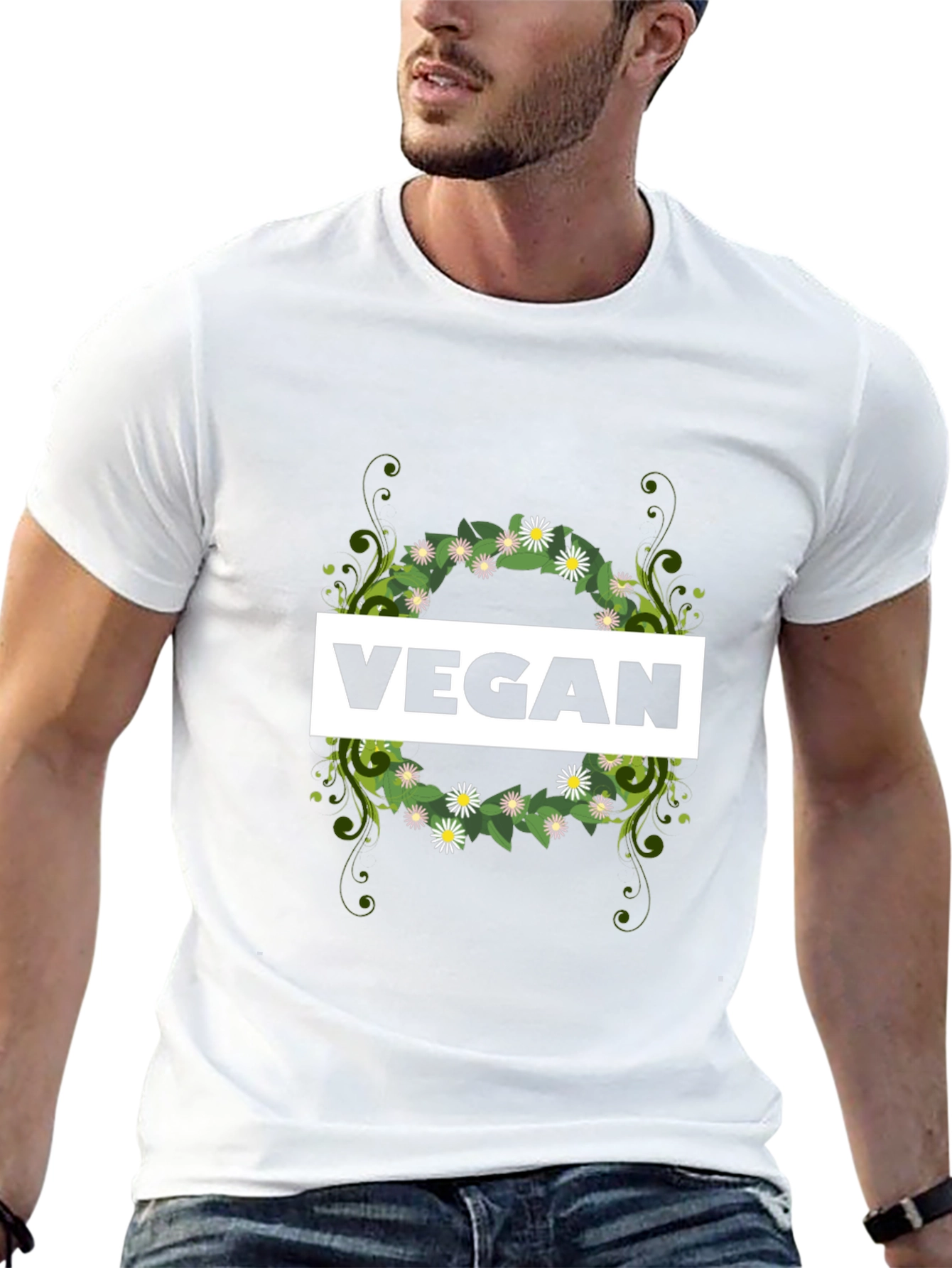 Black Vegan Floral Wreath Tee view 13