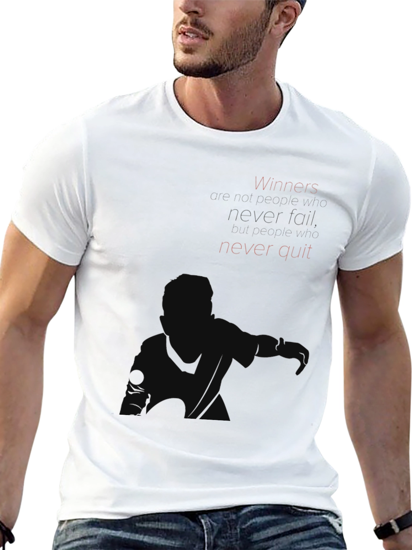 Black Motivational Winner T-Shirt - Never Quit view 13