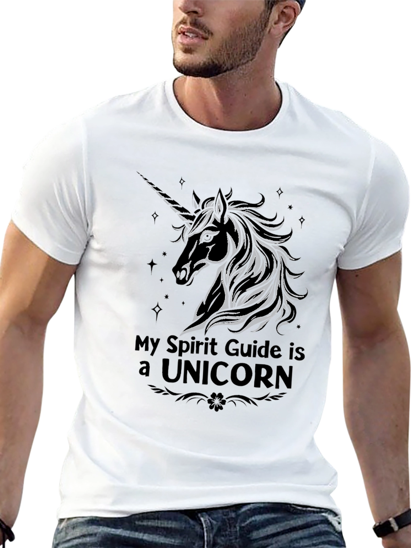 Black My Spirit Guide is a Unicorn Graphic T-Shirt view 13