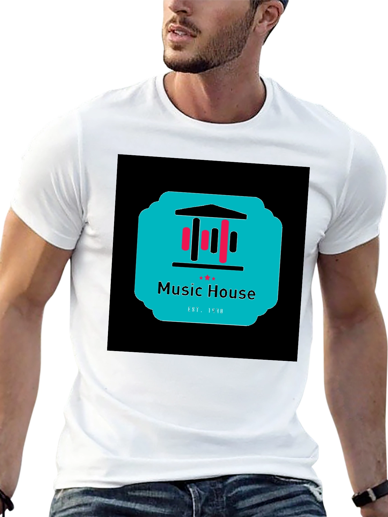 Black Music House Graphic Tee - Black Unisex T-Shirt view 13