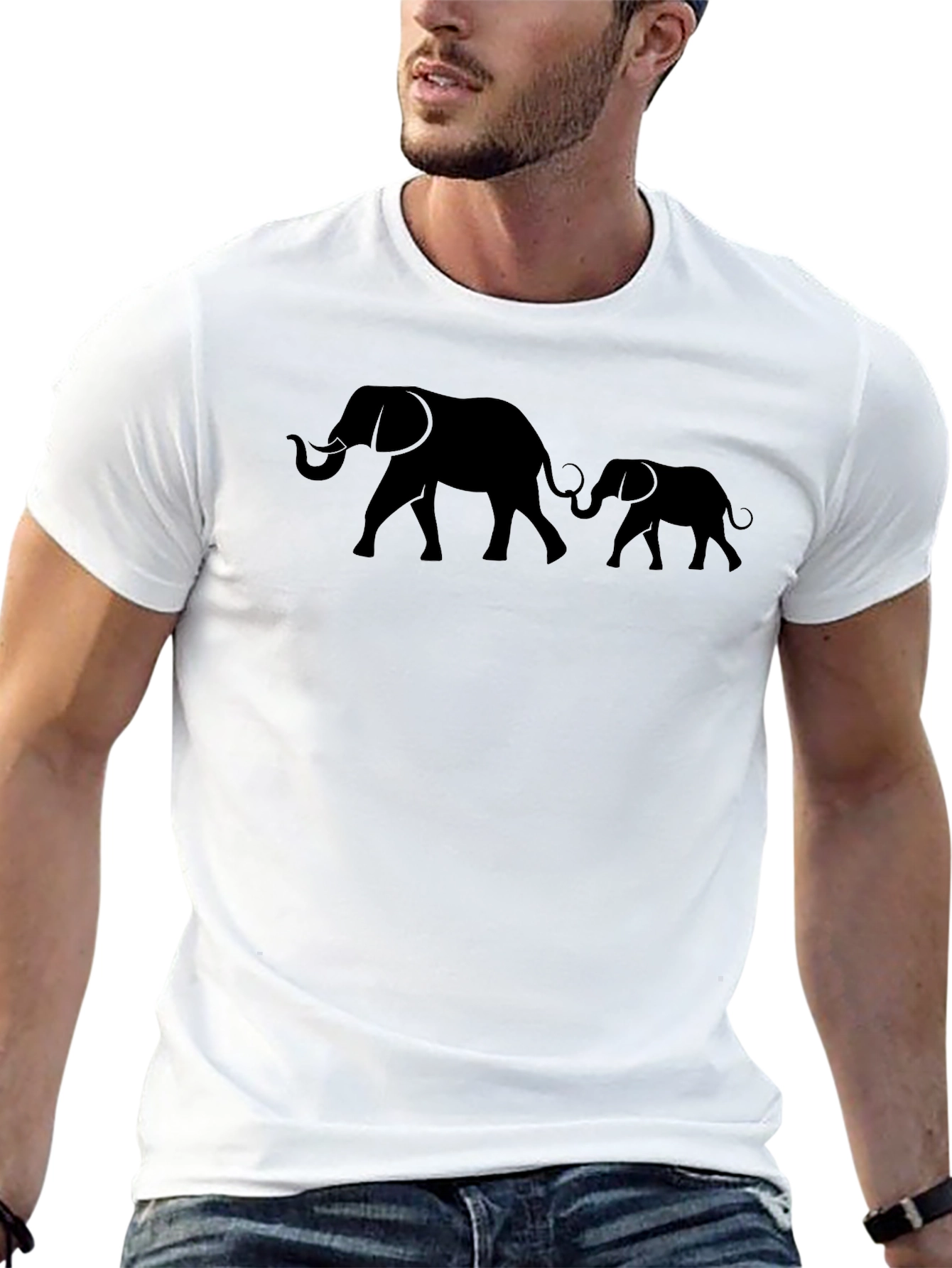 Black Elephant Family Black Graphic Tee view 13