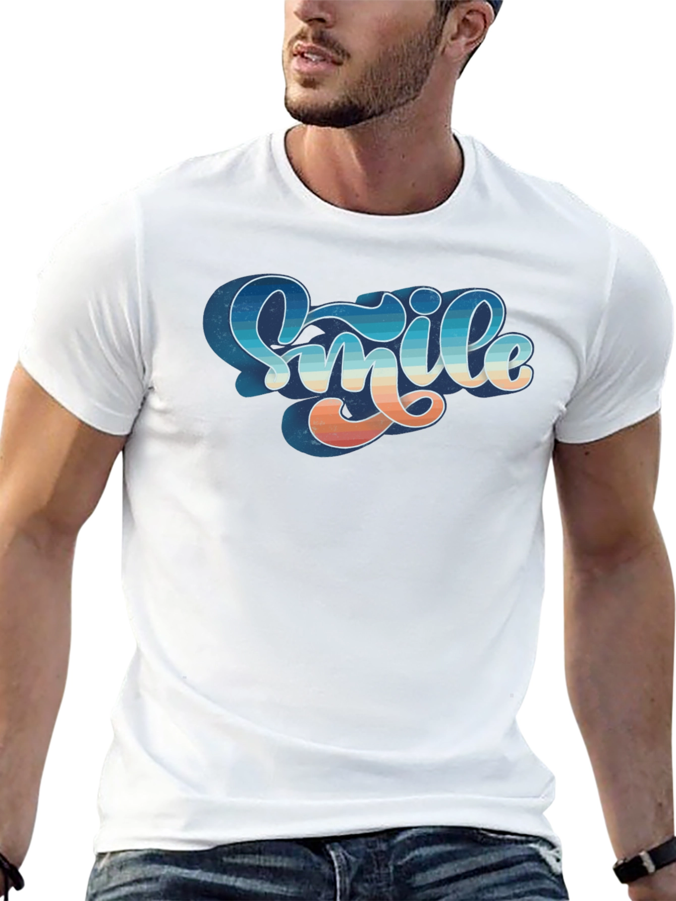 Black Retro Smile Graphic Black Tee view 13