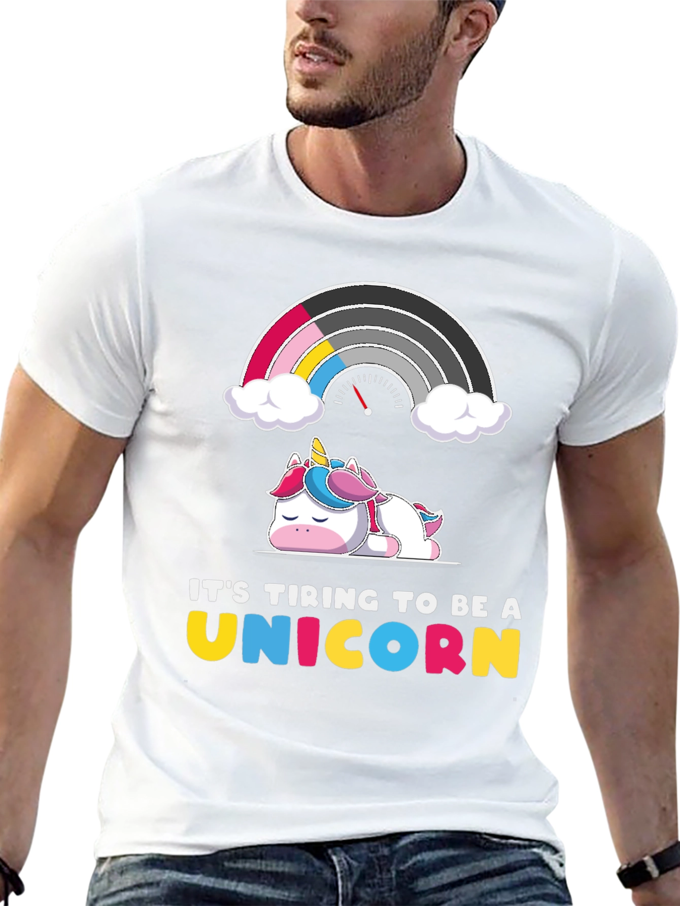 Black Tiring Unicorn Graphic Tee - Black Cotton T-Shirt view 13