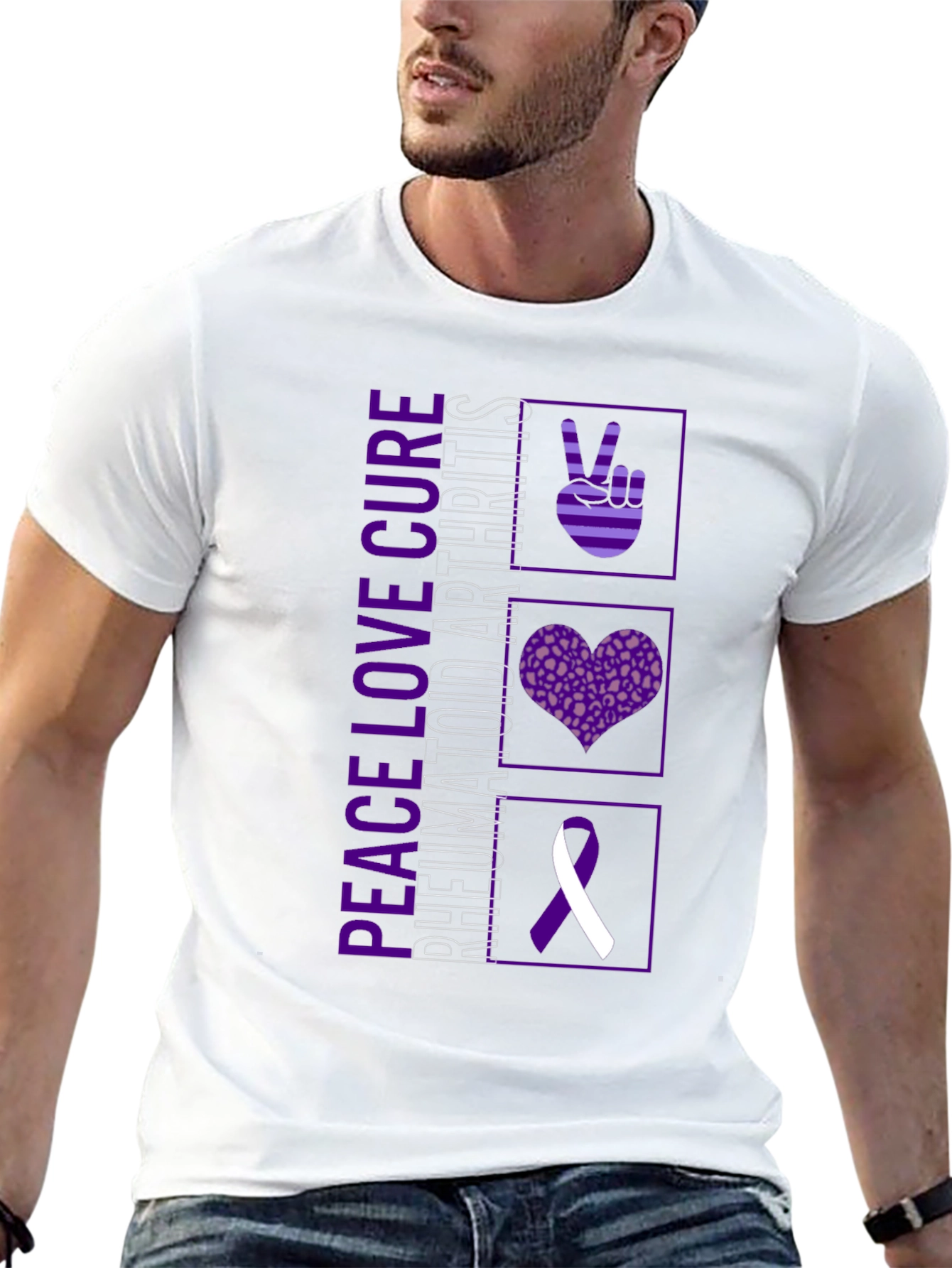 Peace Love Cure Rheumatoid Arthritis Awareness T-Shirt - 13