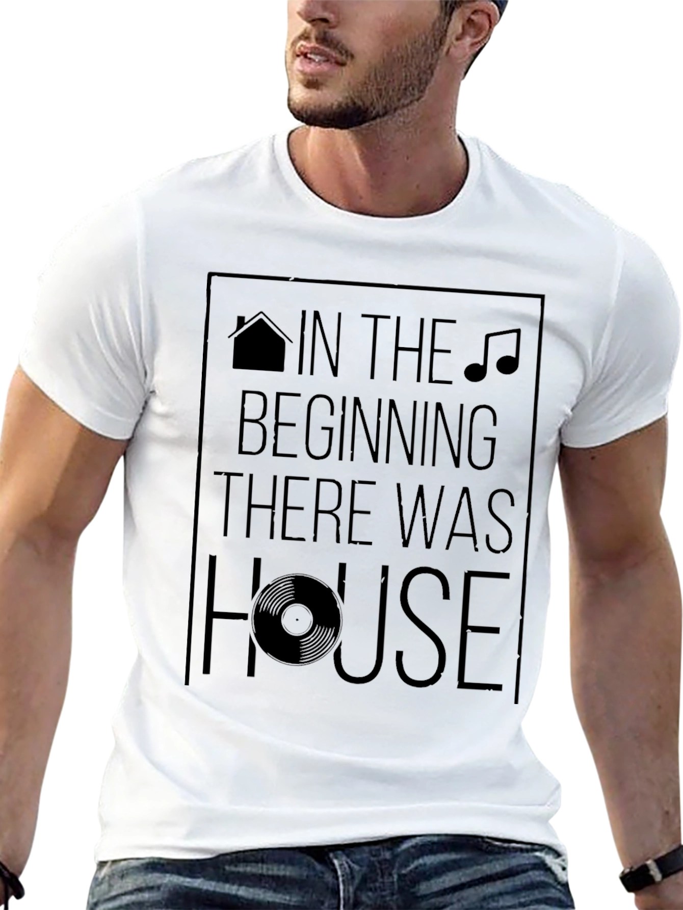Black In The Beginning There Was House Black T-Shirt view 13