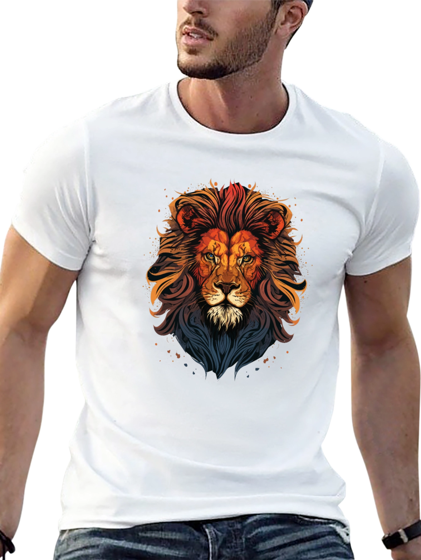 Black Lion Graphic Print T-Shirt - Men's Black Tee view 13