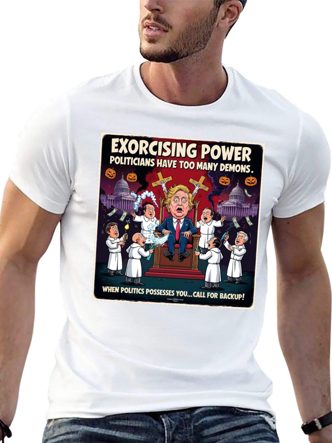 Black Exorcising Power Graphic T-Shirt view 13
