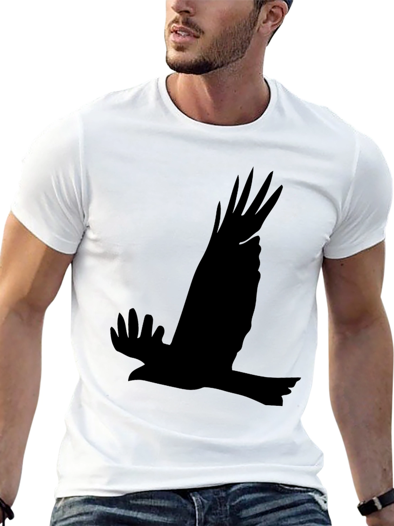 Black Black Eagle Silhouette T-Shirt - Men's Graphic Tee view 13