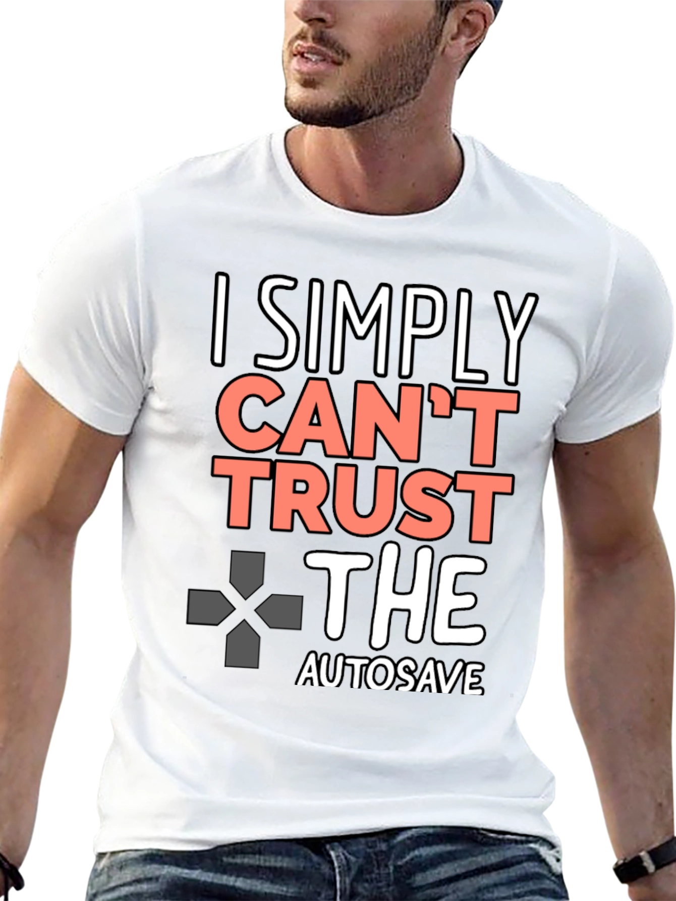 Black I Simply Can't Trust the Autosave Black T-Shirt view 13