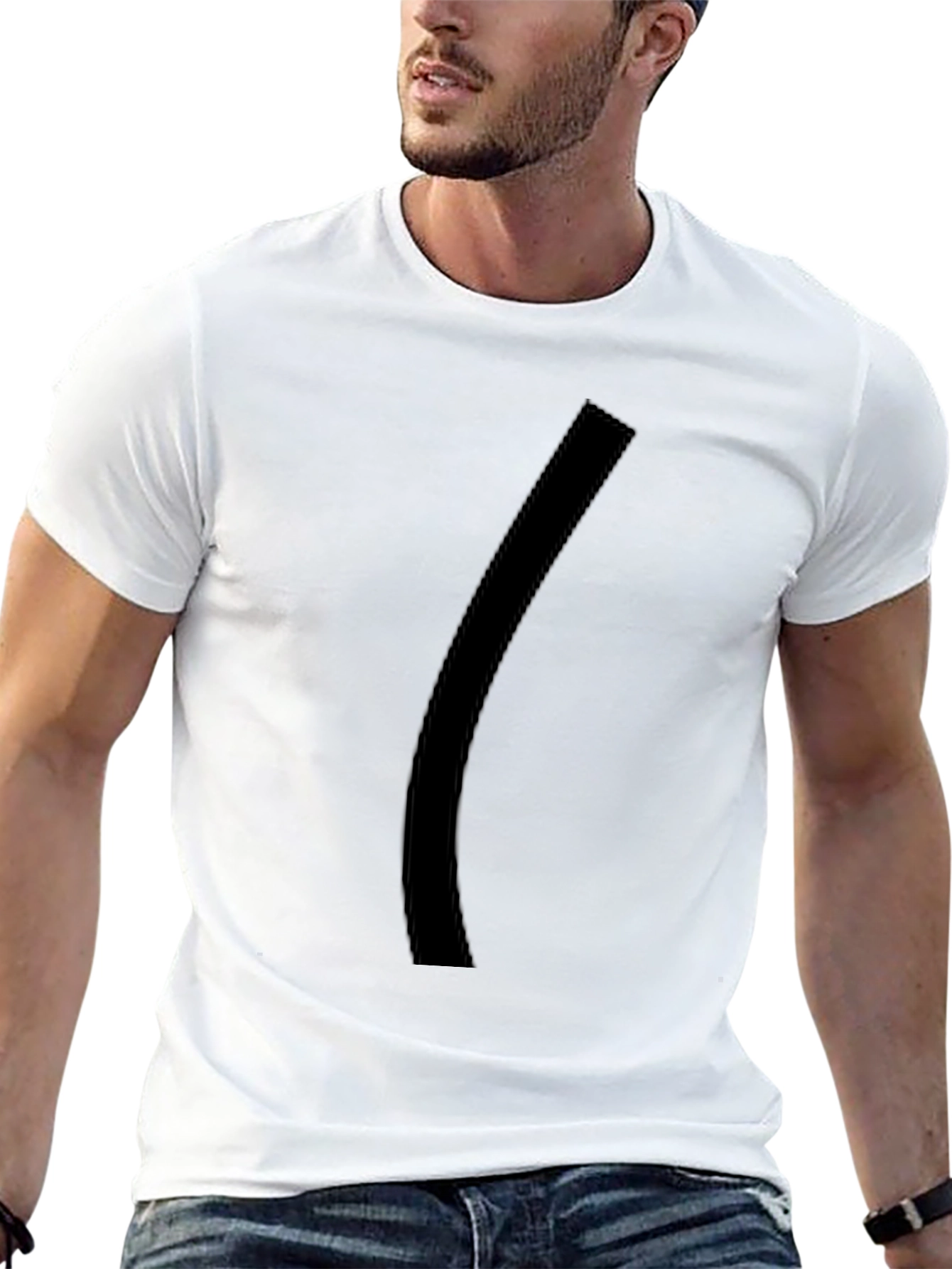 Black Mens Black Graphic Tee - Minimalist Style view 13