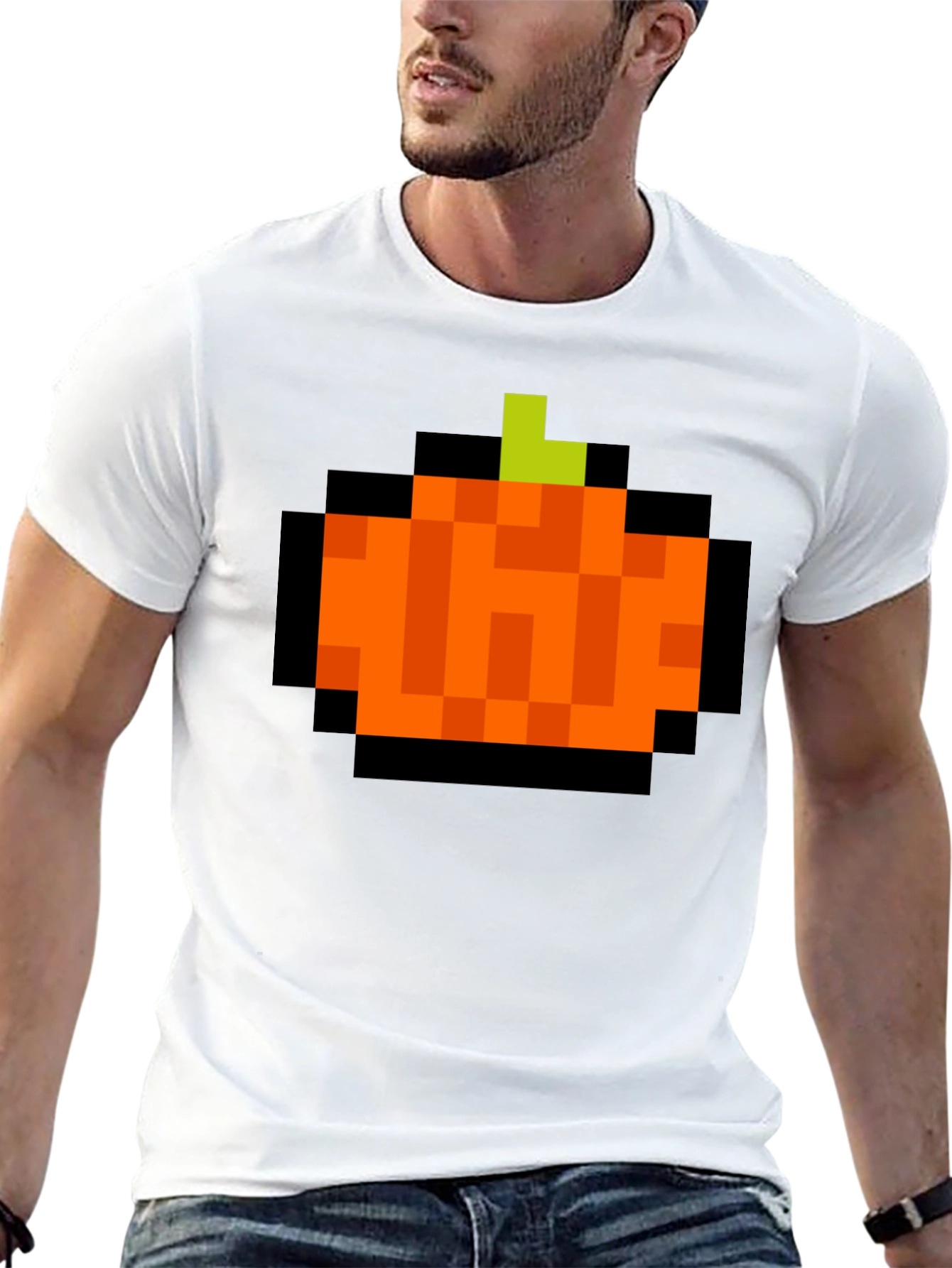 Pixelated Pumpkin T-Shirt - Retro Halloween Tee - 13
