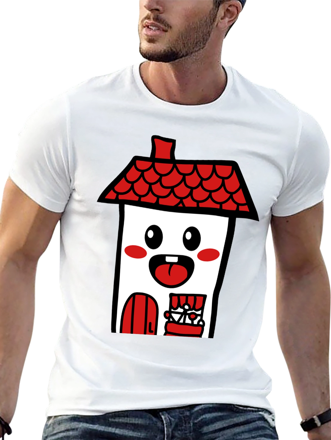 Black Kawaii House T-Shirt - Cute Cartoon Graphic Tee view 13
