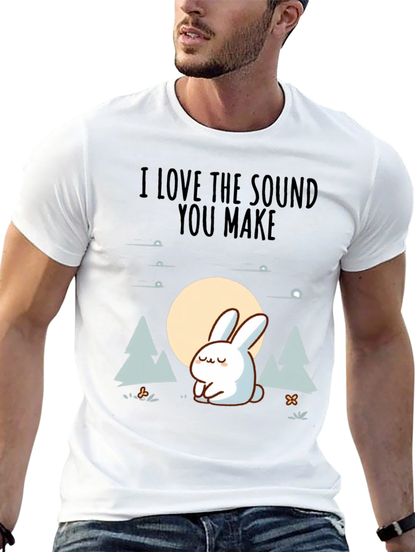 Black Cute Rabbit Graphic Tee - "I Love the Sound You Make" view 13