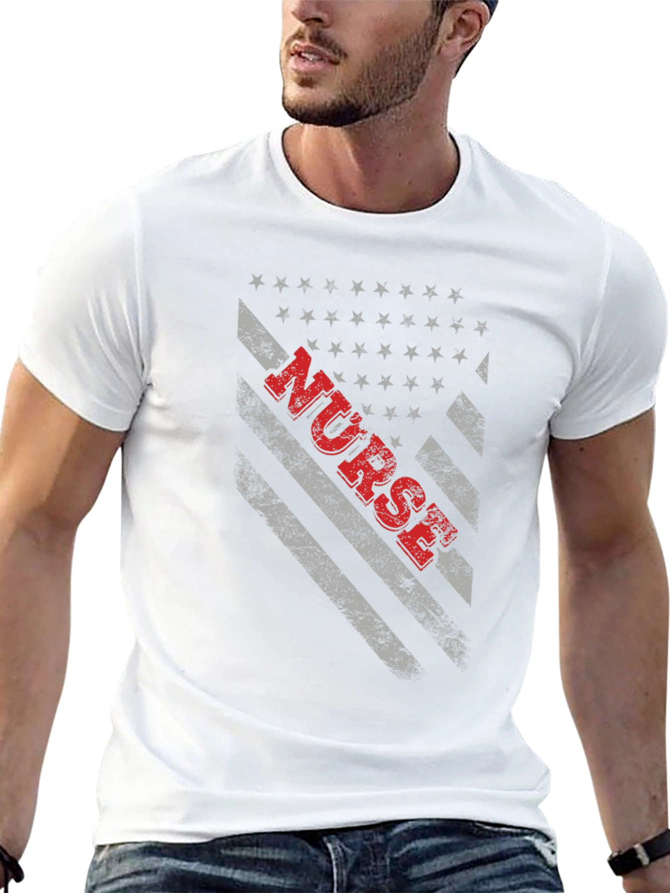 Black Nurse American Flag T-Shirt - Patriotic Healthcare Tee view 13