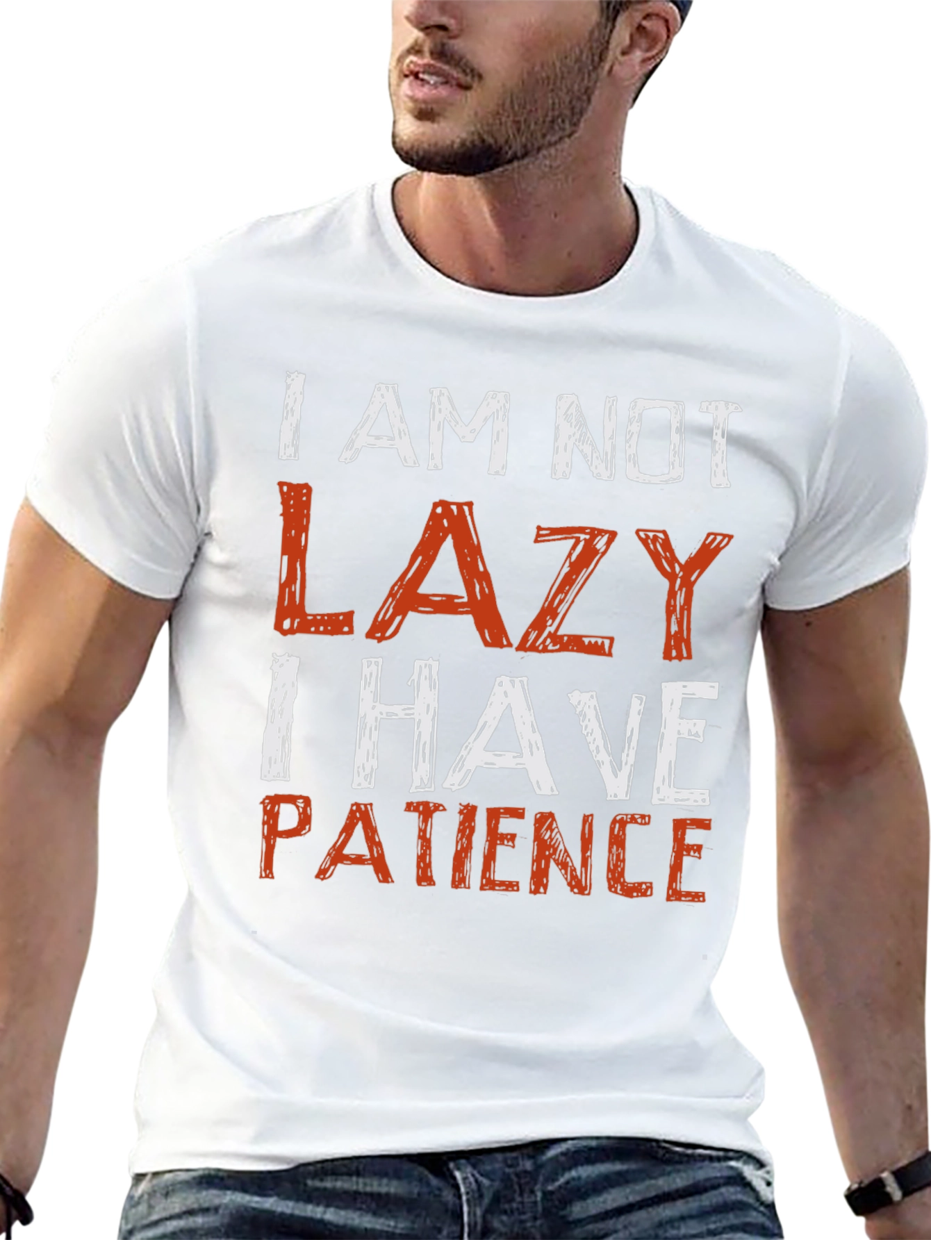 Black Funny "I Am Not Lazy" Graphic Tee view 13