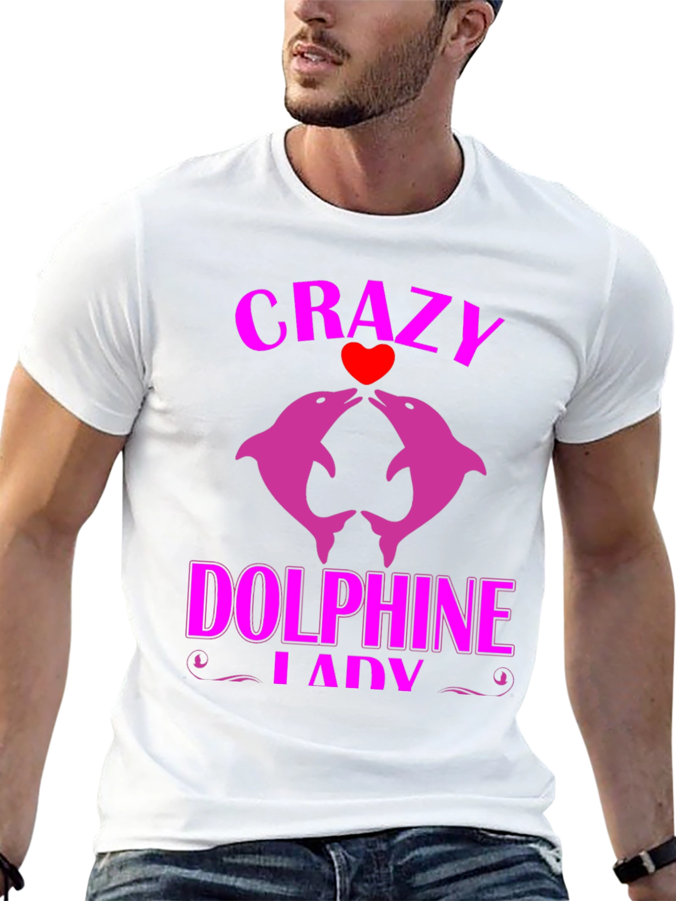 Black Crazy Dolphin Lady Graphic Tee view 13