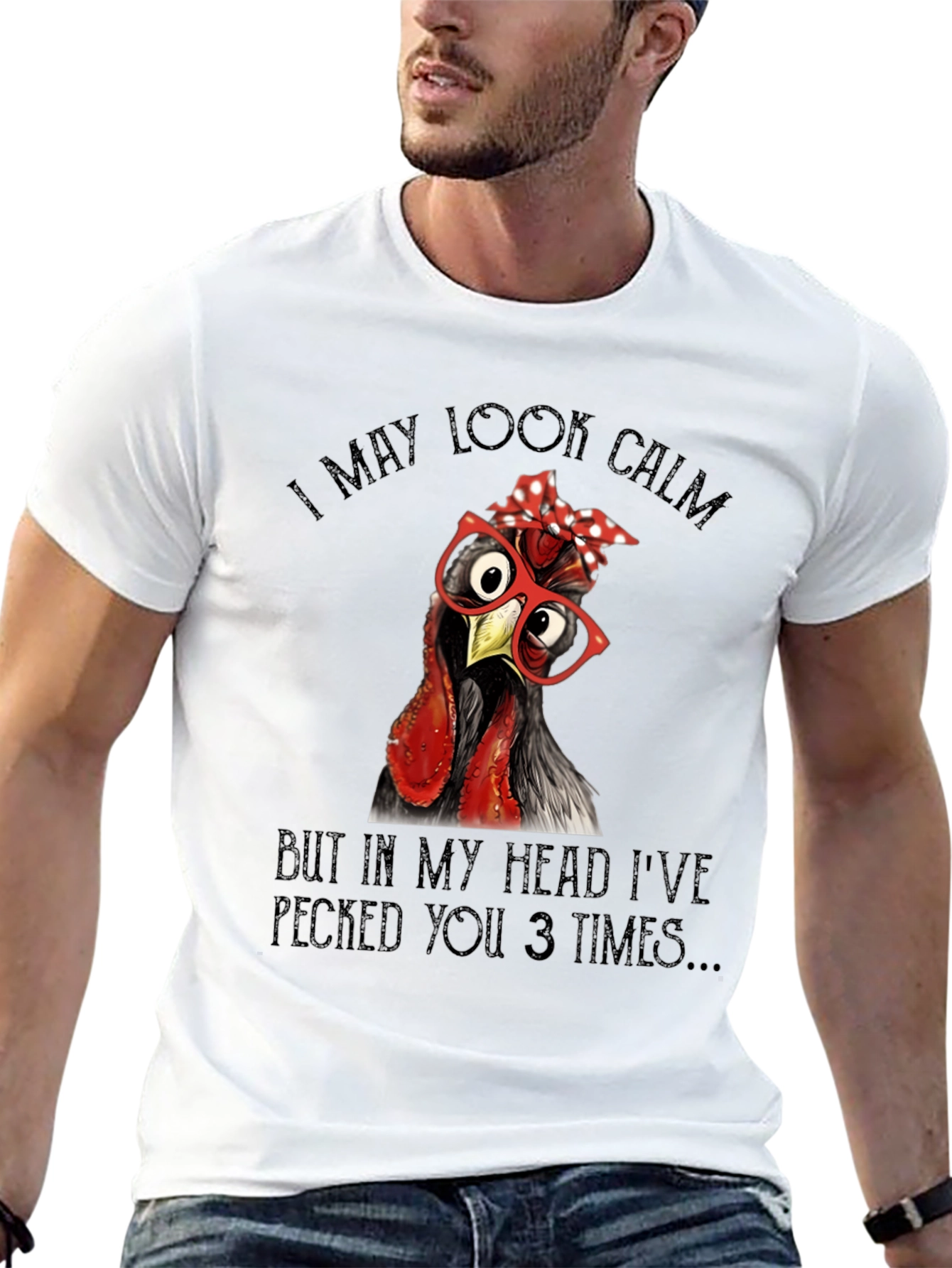 Black Funny Chicken T-Shirt - I May Look Calm view 13