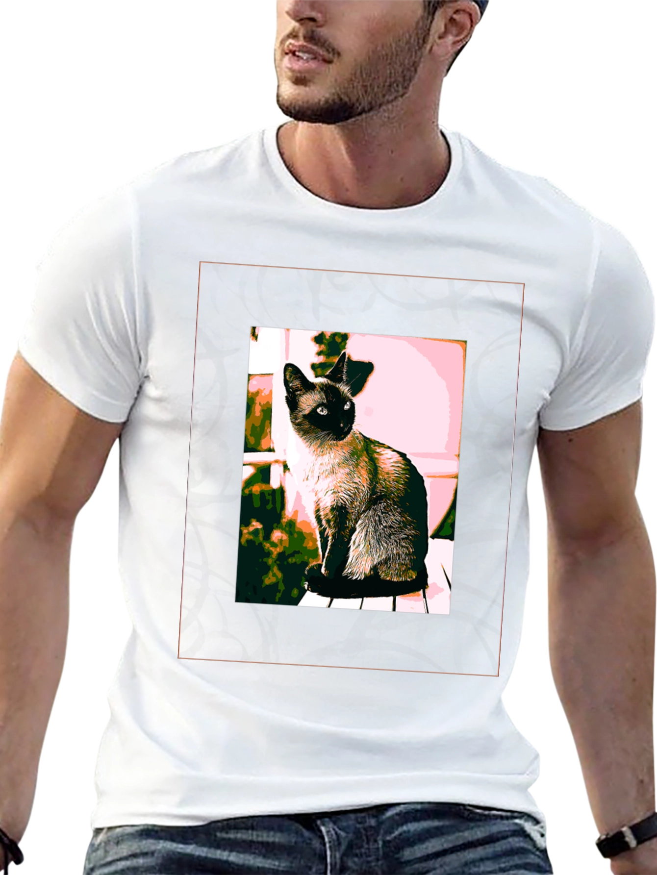 Black Siamese Cat Graphic T-Shirt view 13