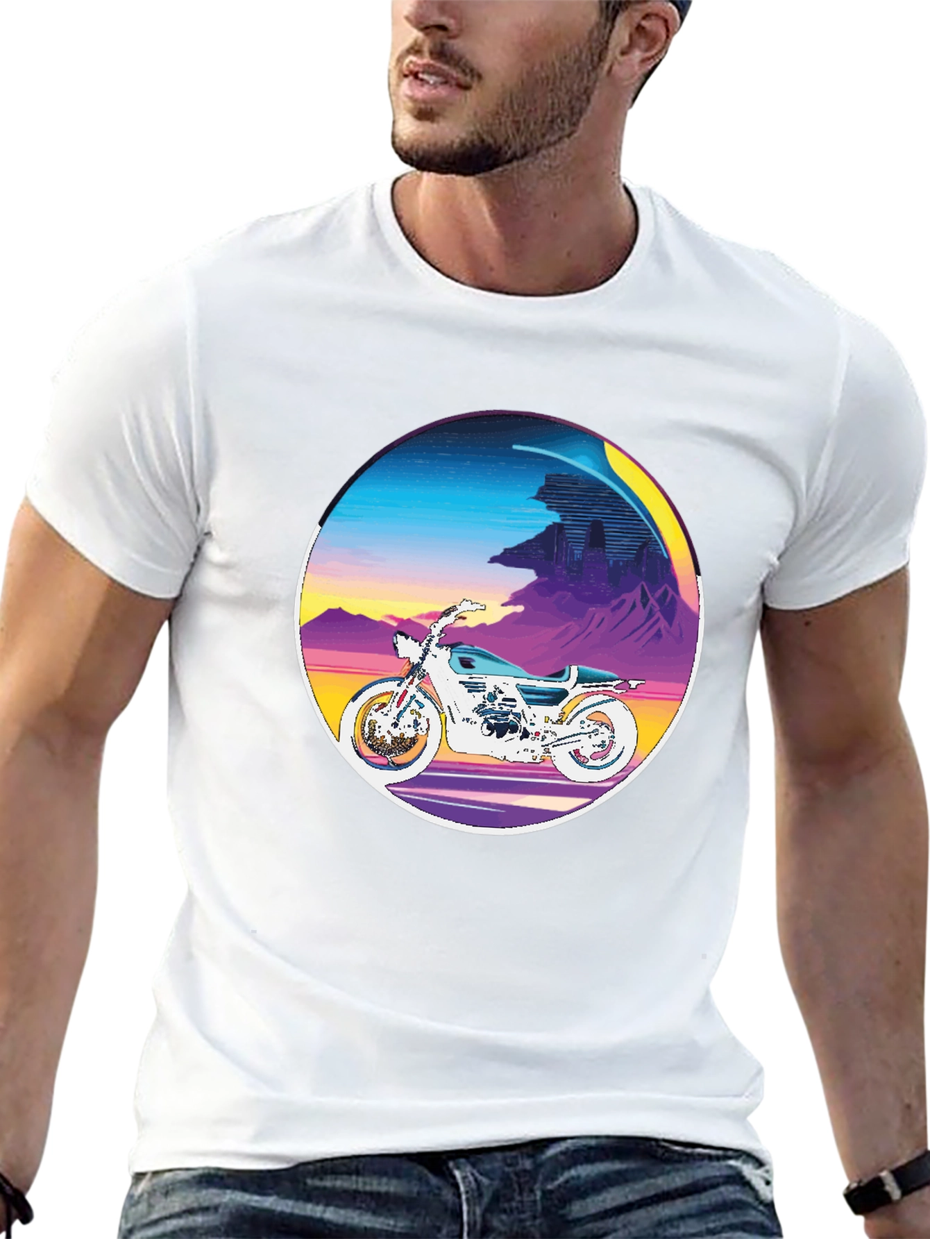 Black Retro Motorcycle Graphic Tee - Vintage Style view 13