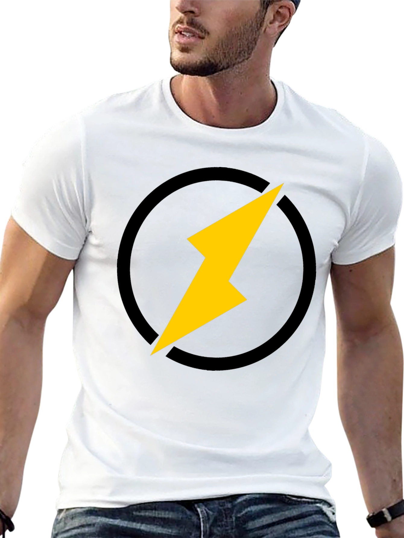 Black Lightning Bolt Graphic Black T-Shirt view 13