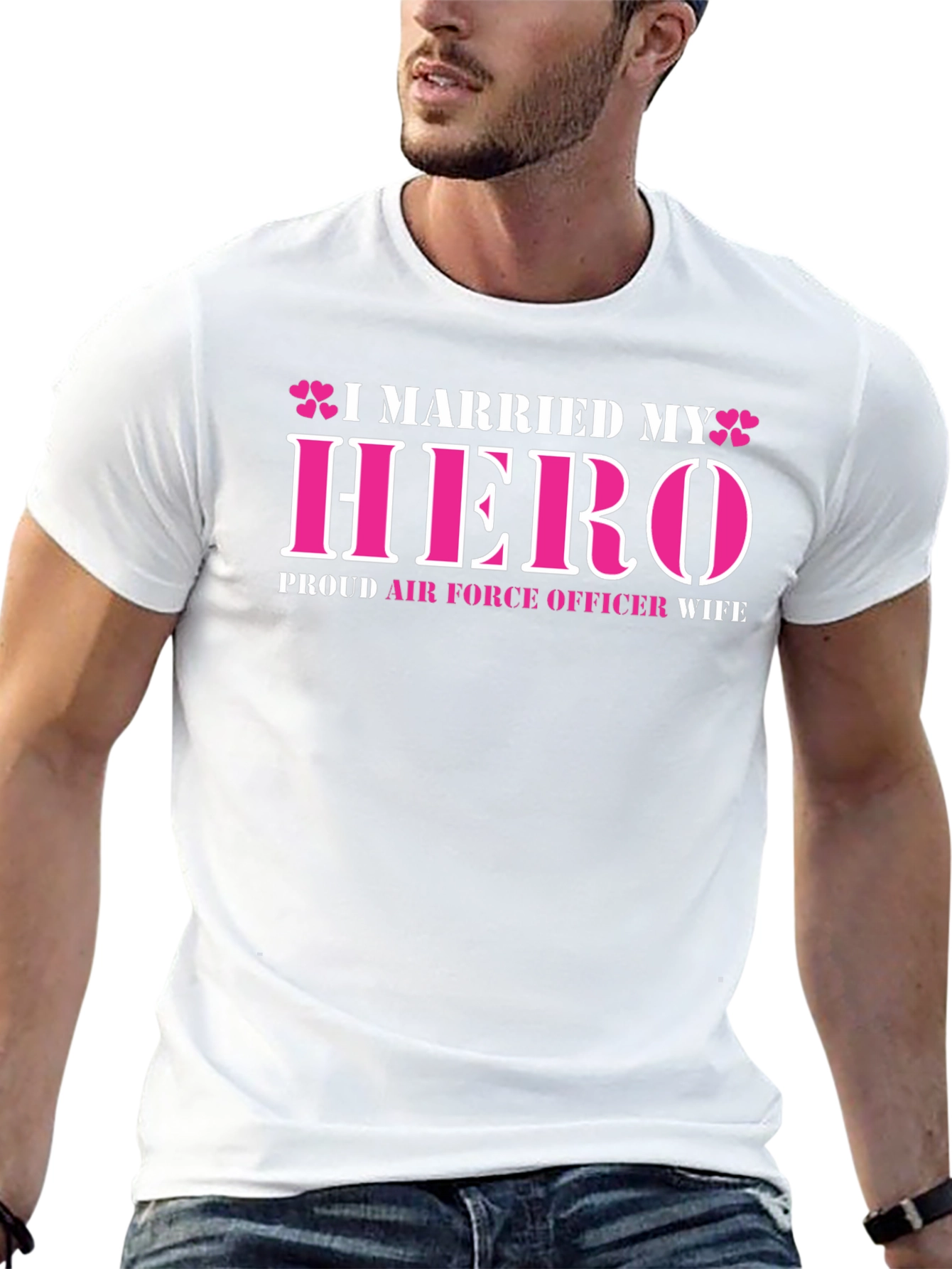 Black I Married My Hero - Air Force Wife T-Shirt view 13