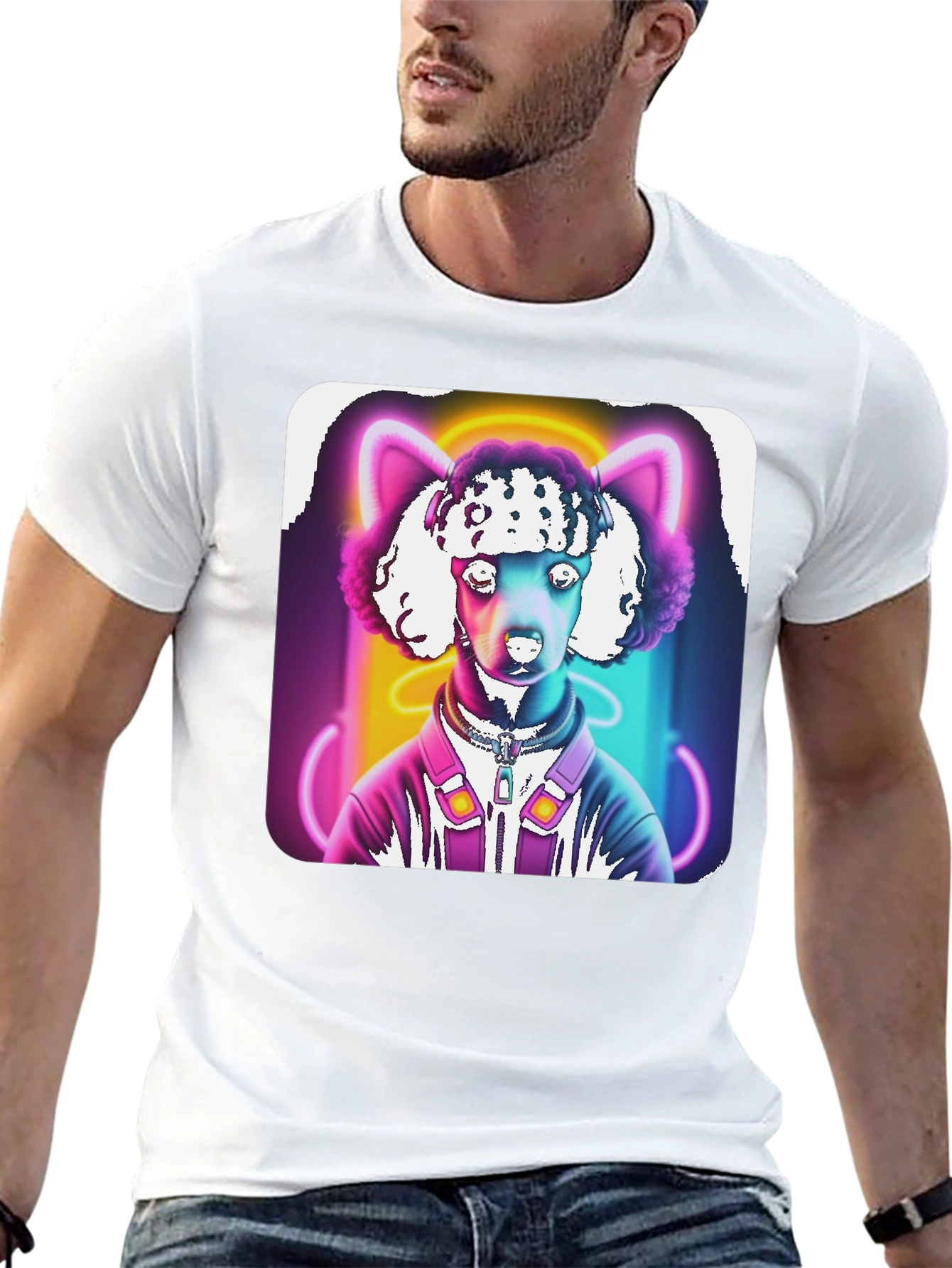 Black Neon Poodle DJ Graphic Tee view 13