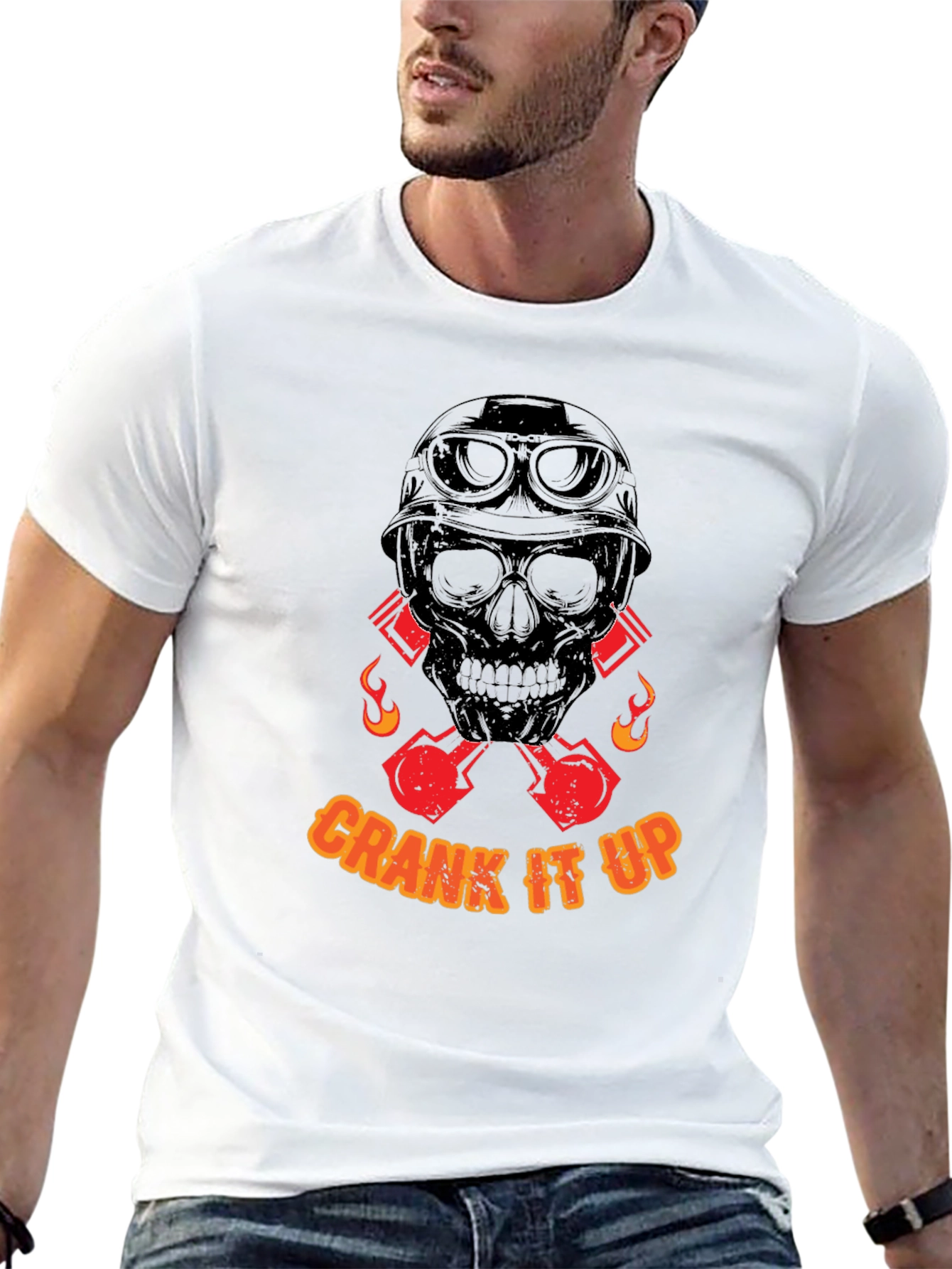 Black Crank It Up Skull Graphic T-Shirt - Black view 13