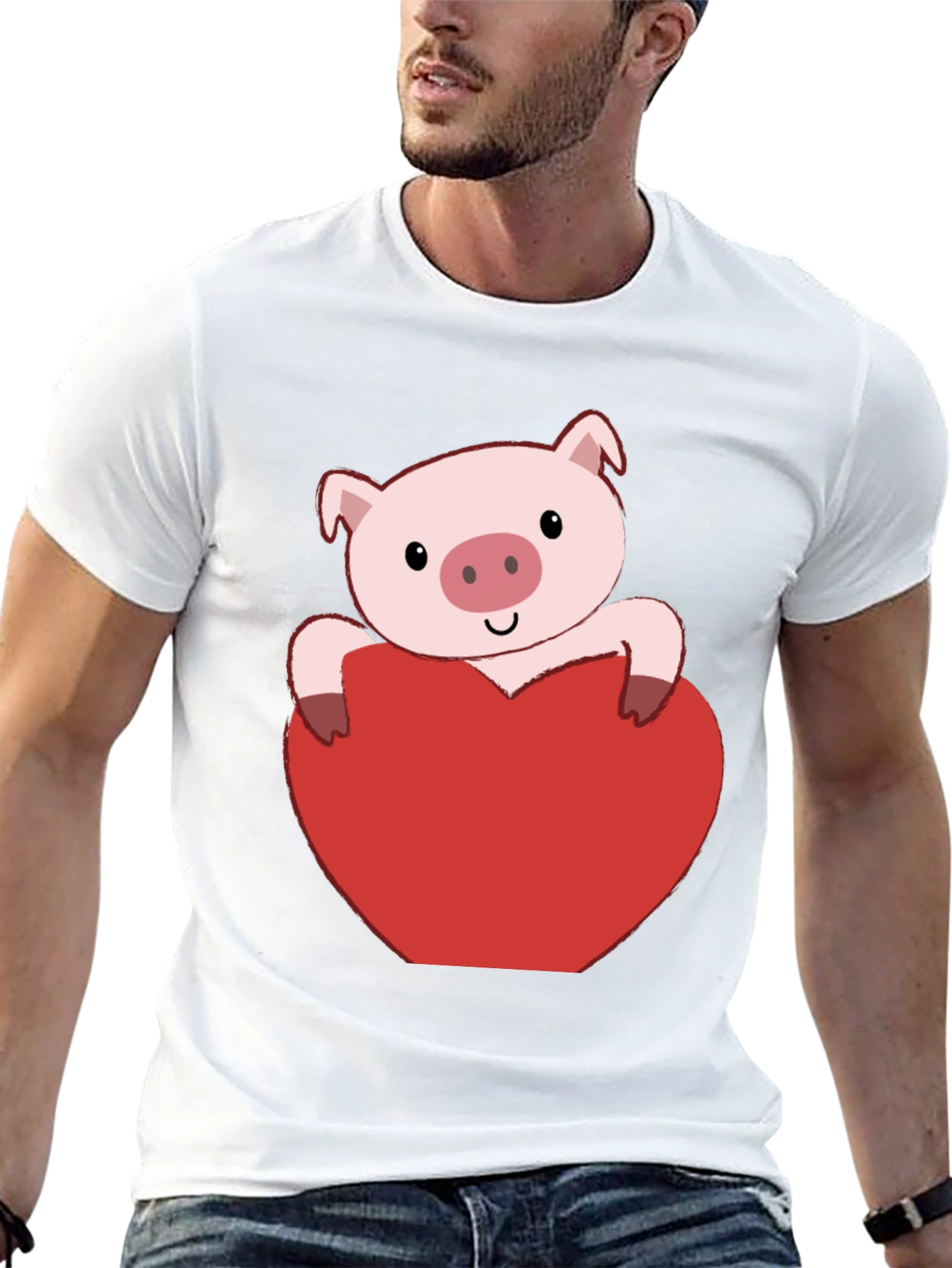Black Pig Heart Valentine's Day T-Shirt view 13