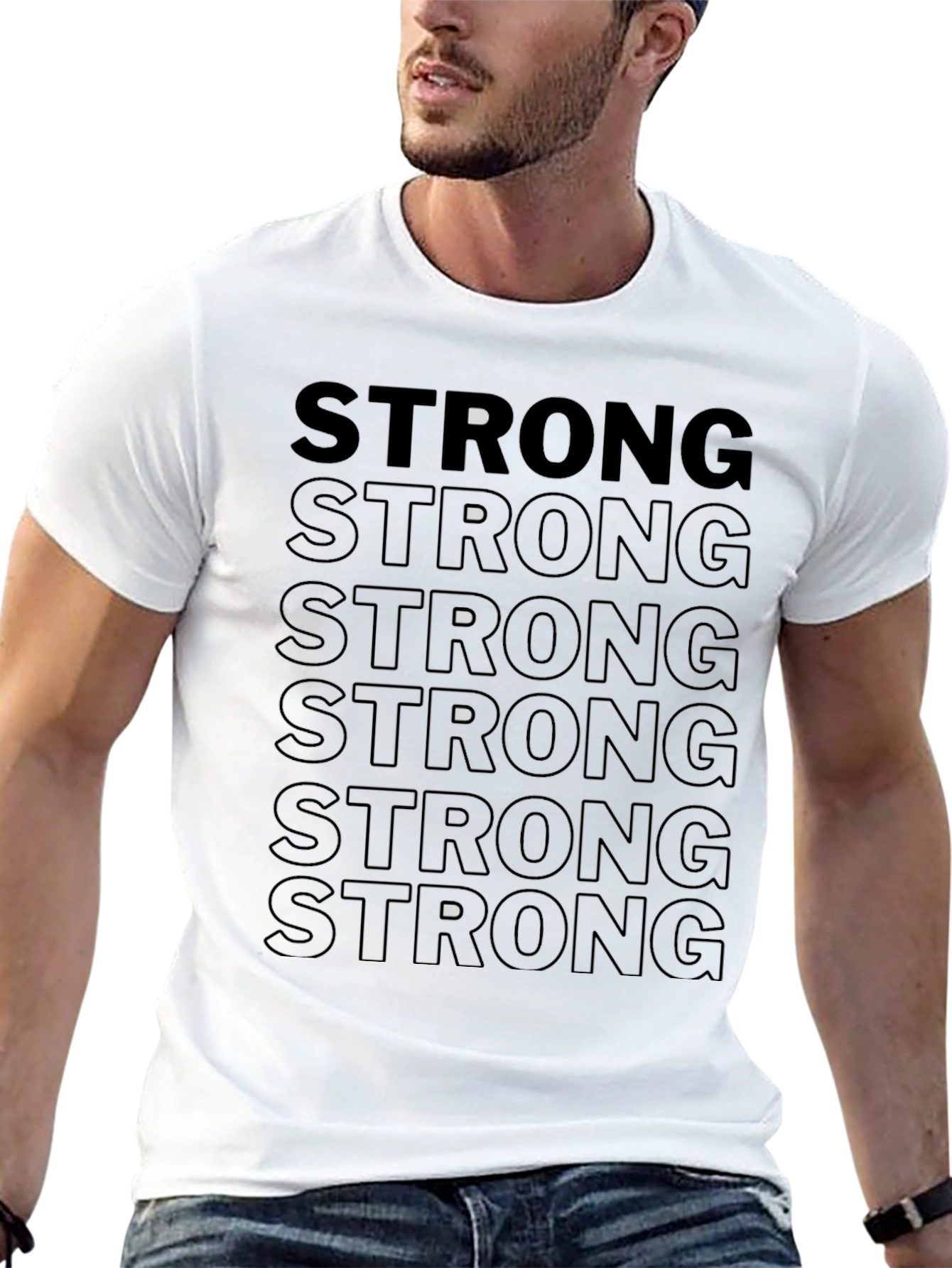 Black Strong Graphic Print Black T-Shirt view 13