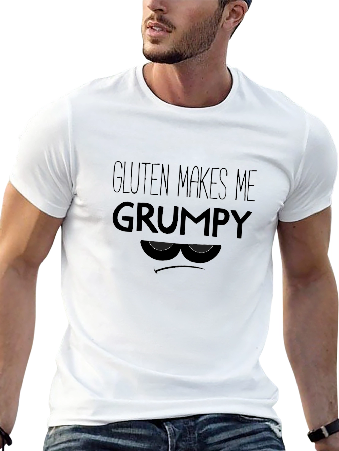 Black Gluten Makes Me Grumpy T-Shirt - Funny Allergy Tee view 13