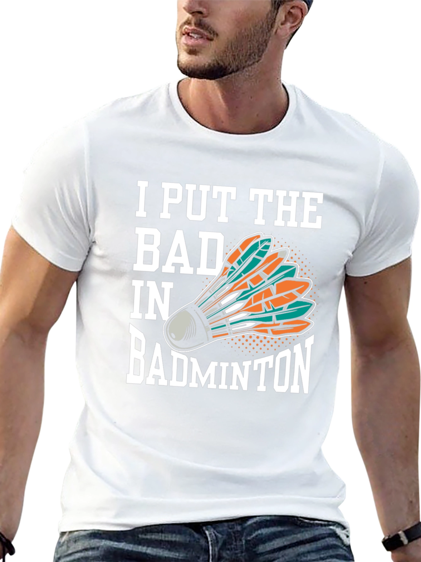 Black I Put the Bad in Badminton T-Shirt view 13