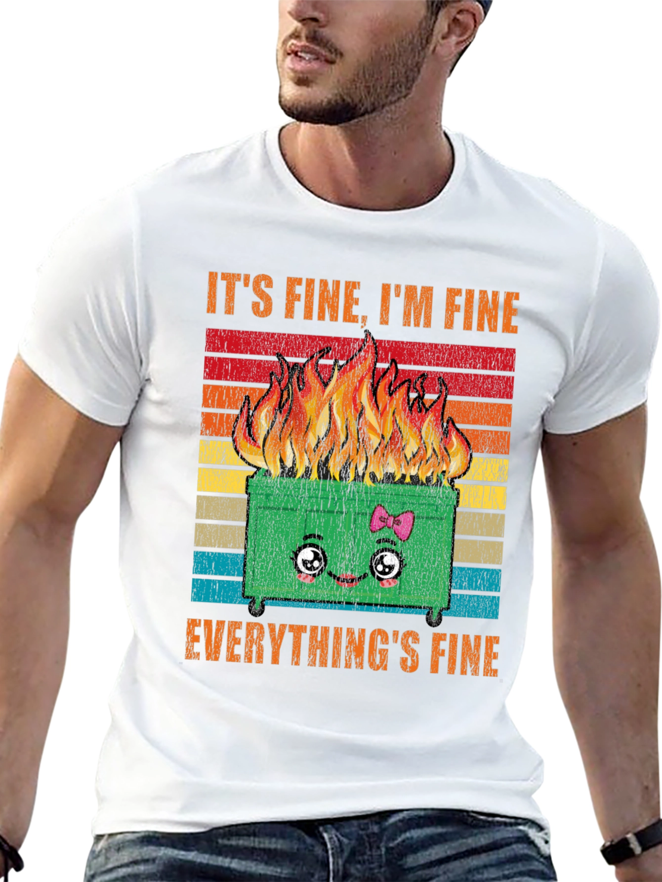Black It's Fine Everything's Fine Dumpster Fire Graphic Tee view 13