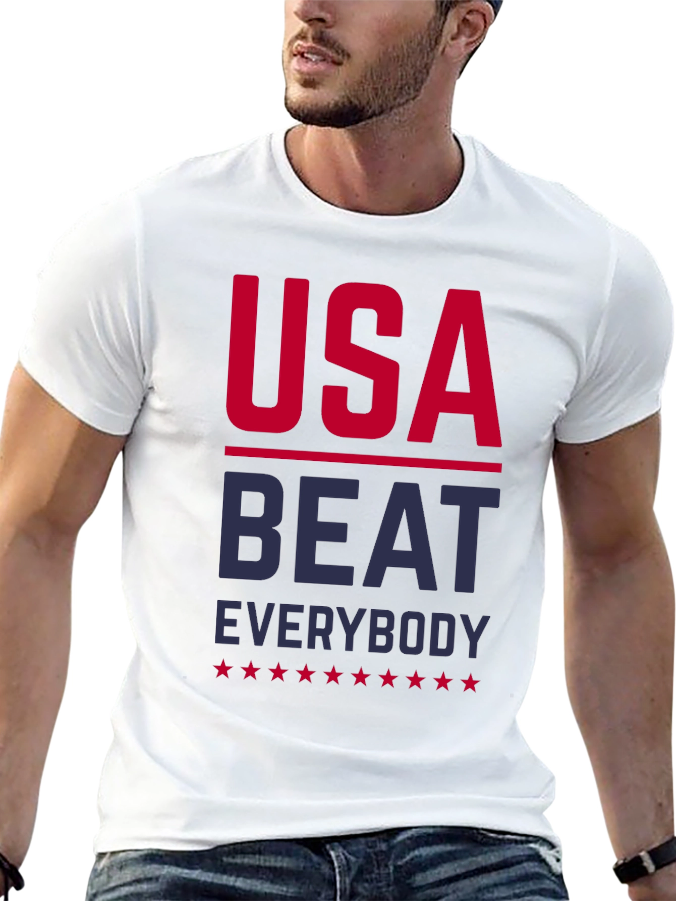 Black USA Beat Everybody Patriotic T-Shirt view 13