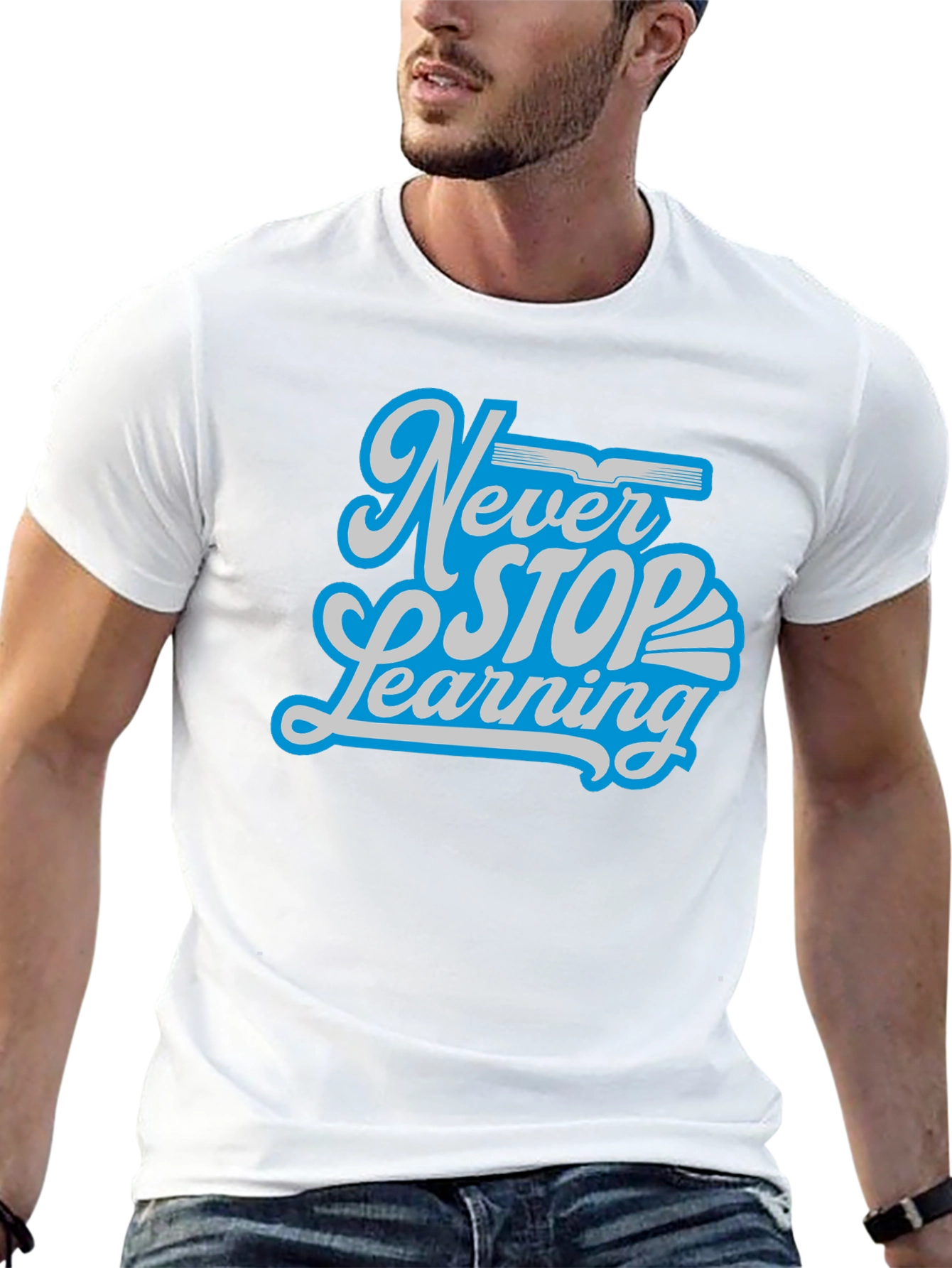 Black Never Stop Learning Graphic T-Shirt view 13